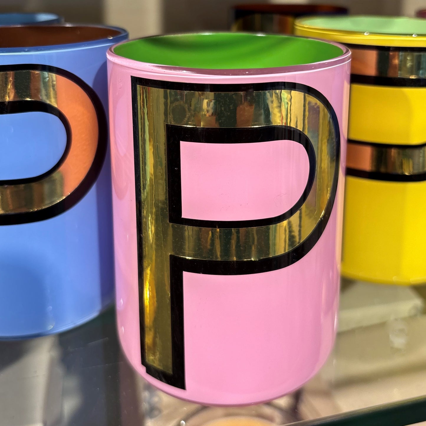 "P" Pink Bridie Hall Brush Pot