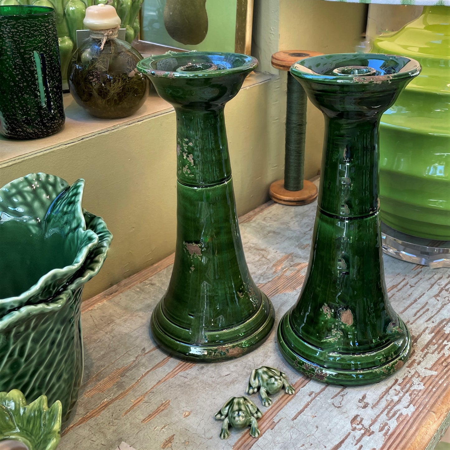 Italian Green Candlestick, Medium