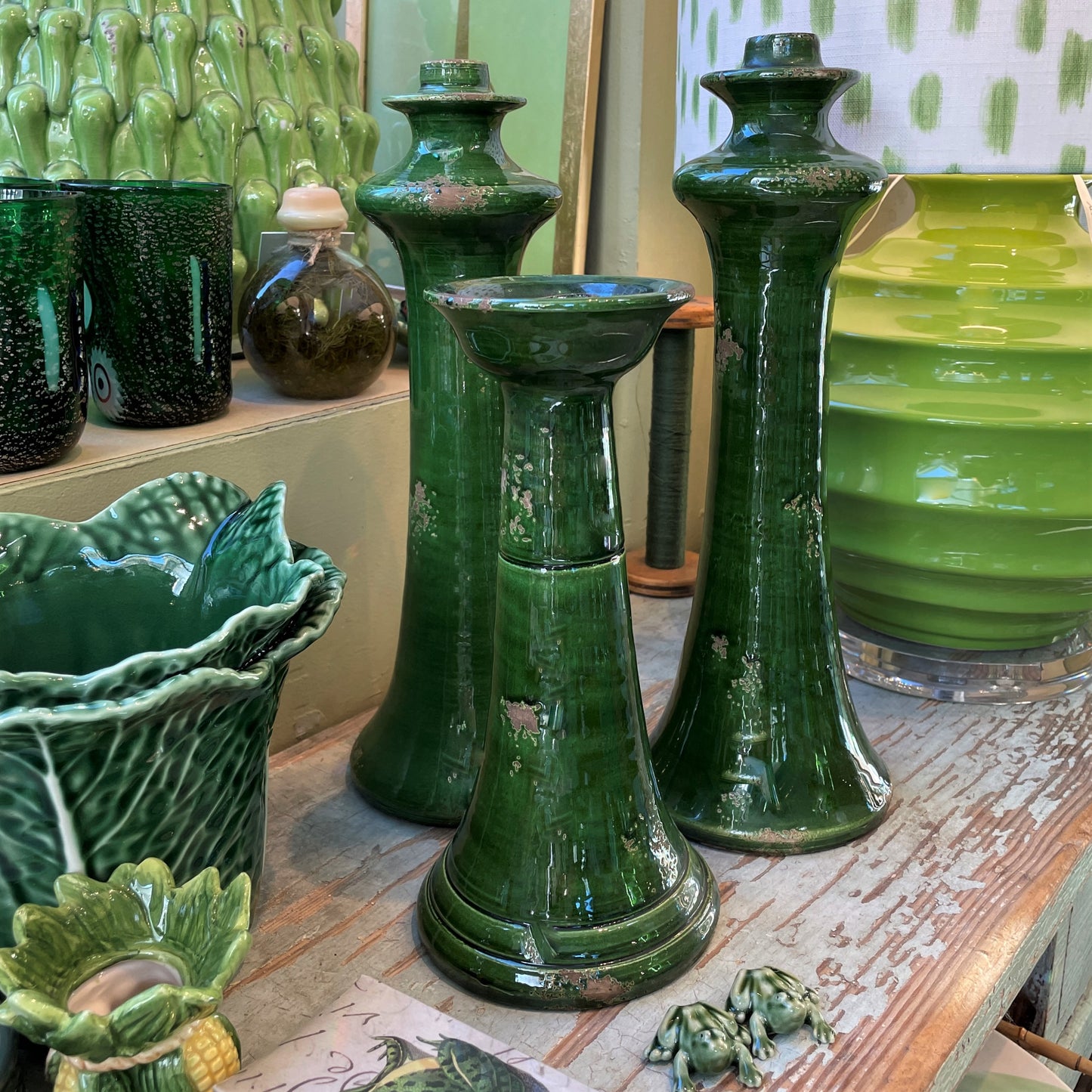 Italian Green Candlestick, Medium
