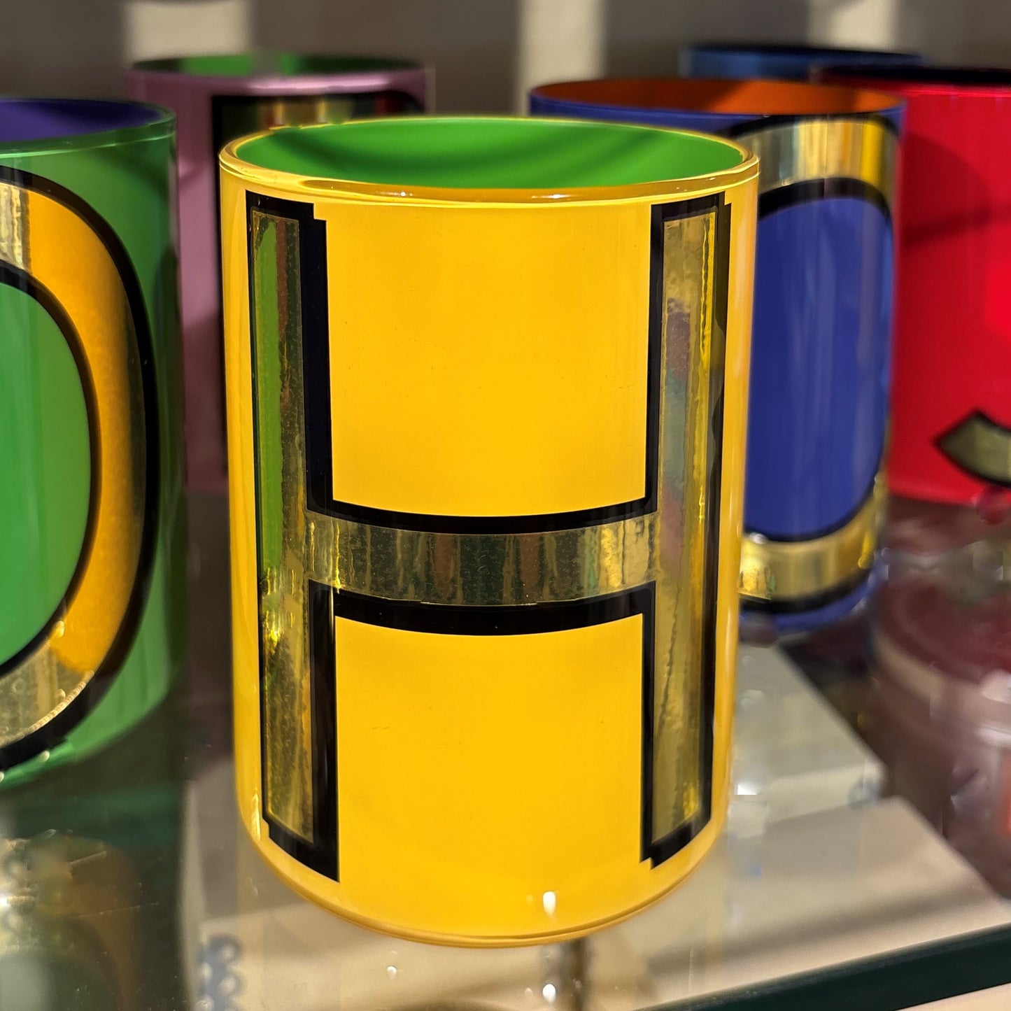 "H" Yellow Bridie Hall Brush Pot