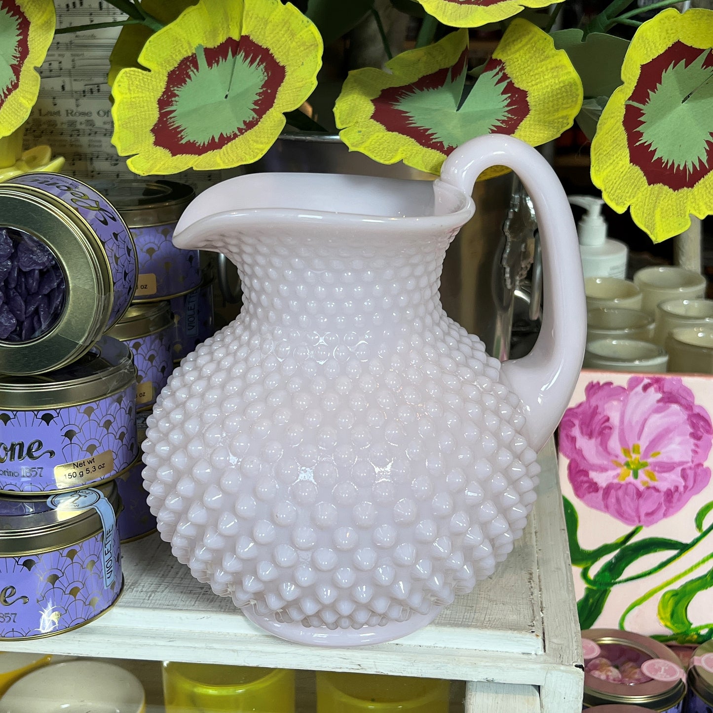 Pink Hobnail Pitcher