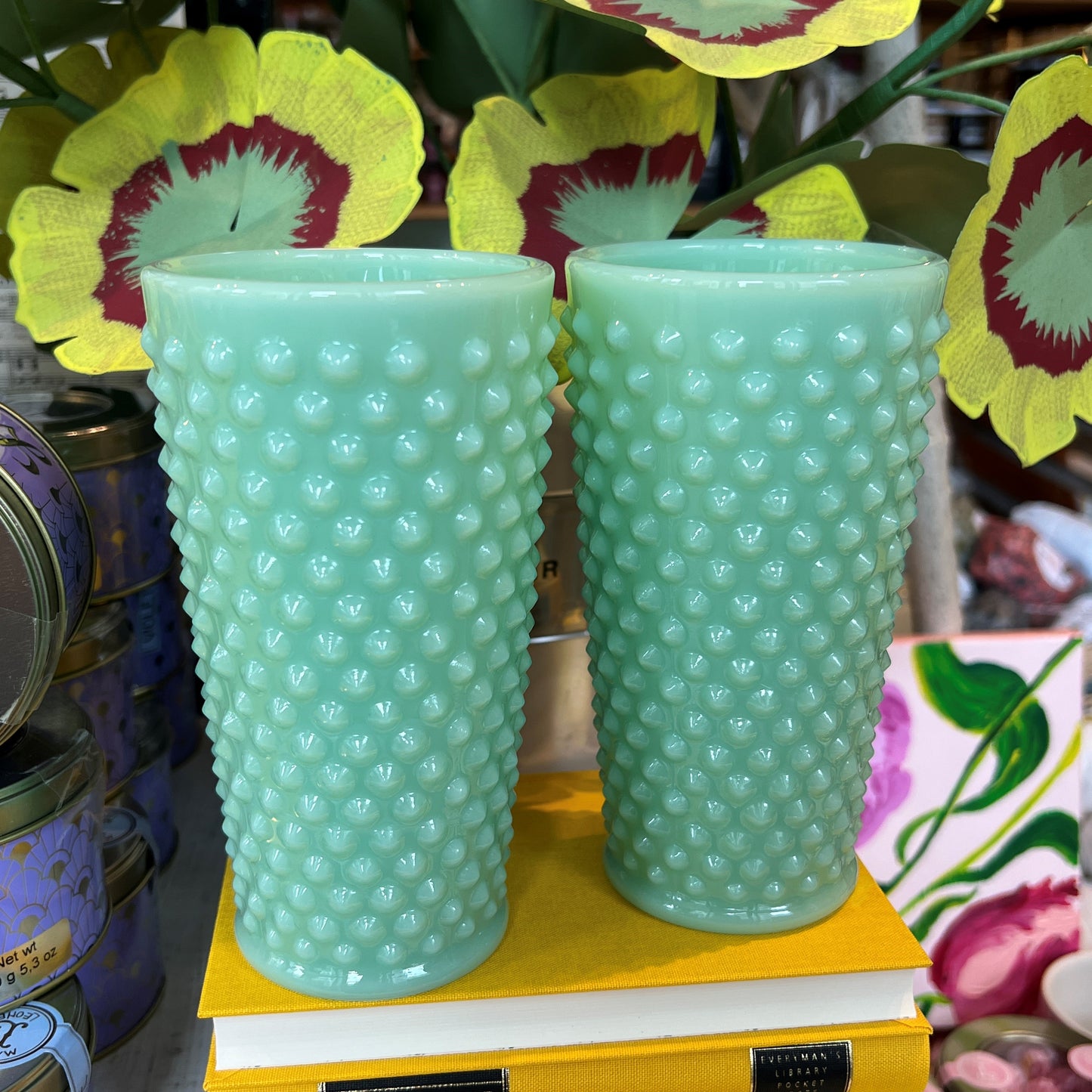 Jadeite Hobnail Tall Glass