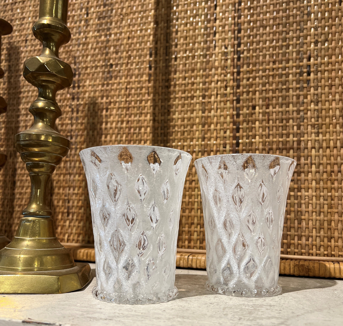 White Diamond Pattern Short Tumbler