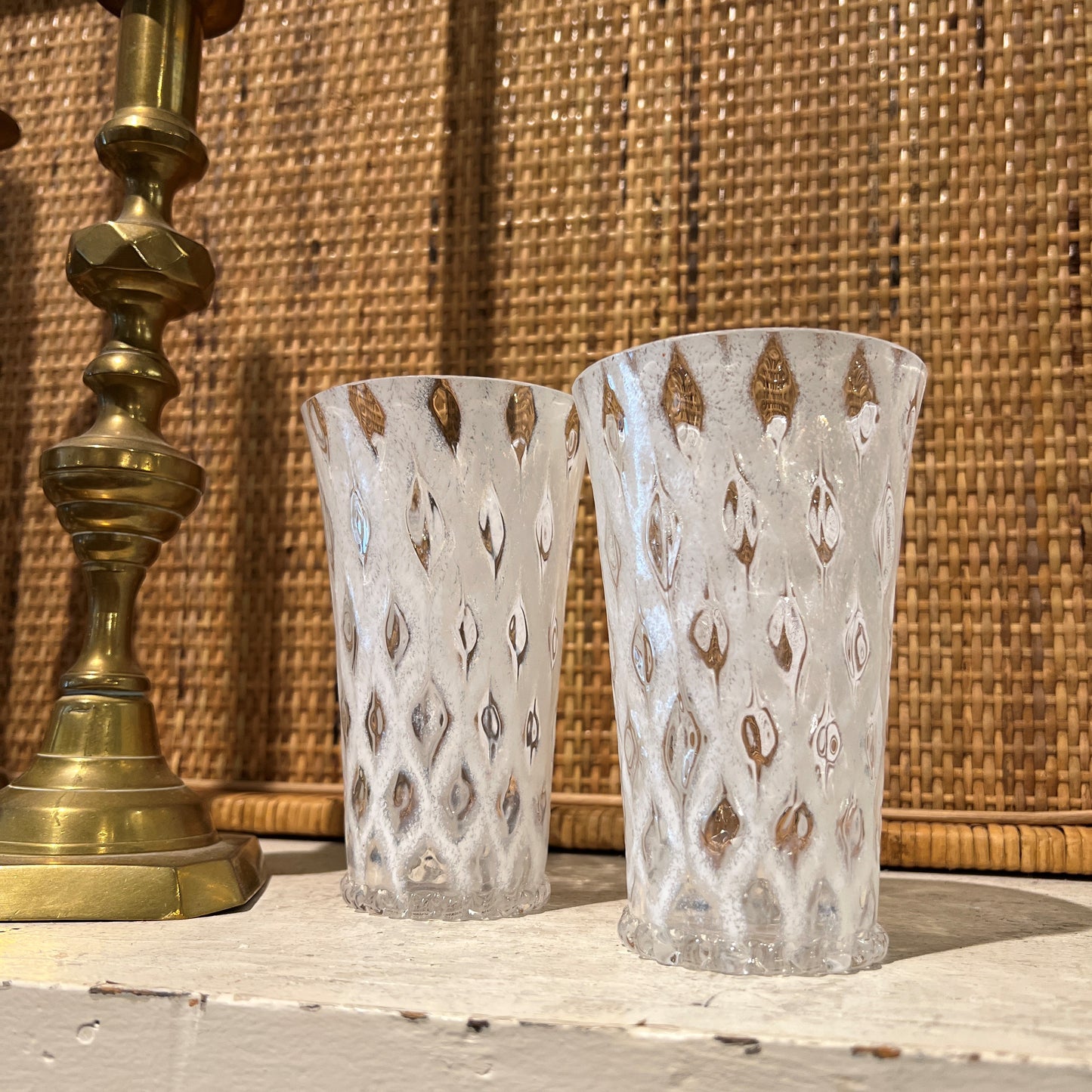 White Diamond Pattern Tall Tumbler