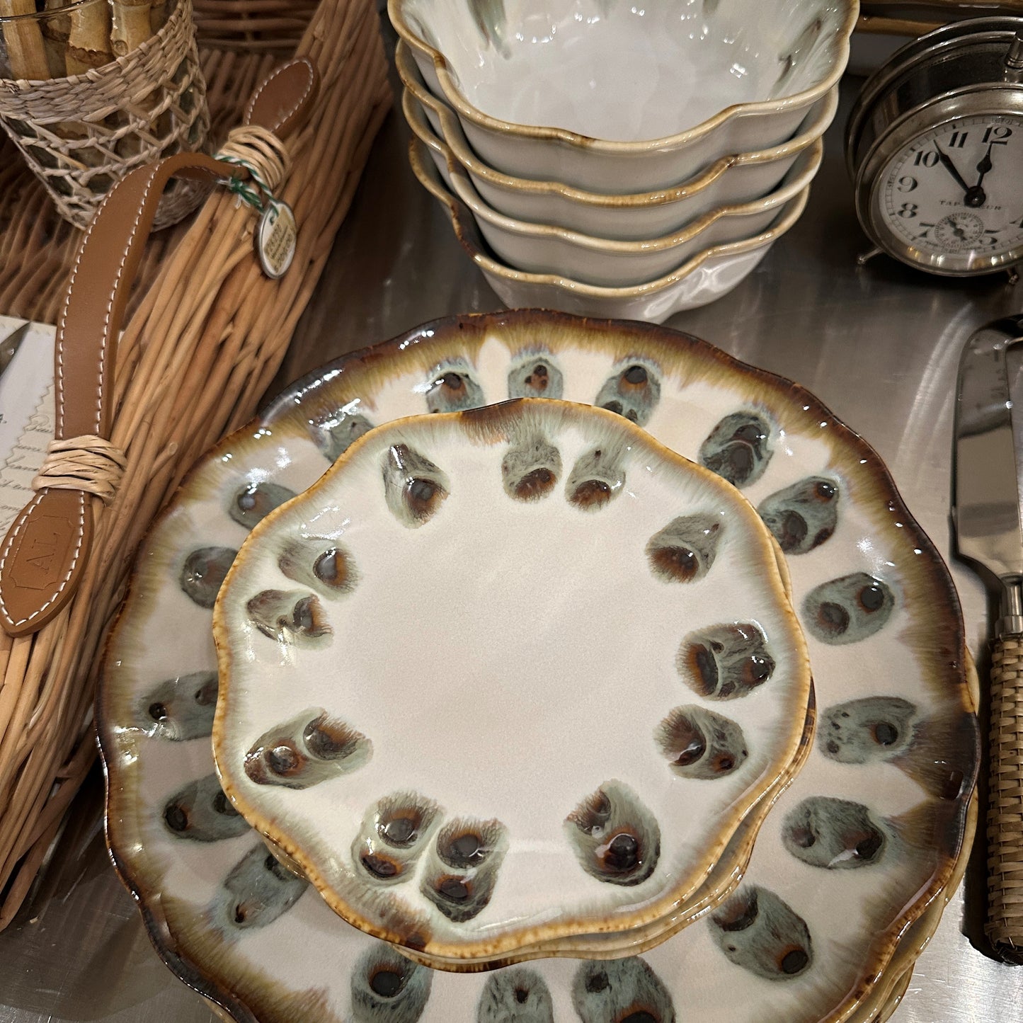 Peacock Scalloped Bread Plate