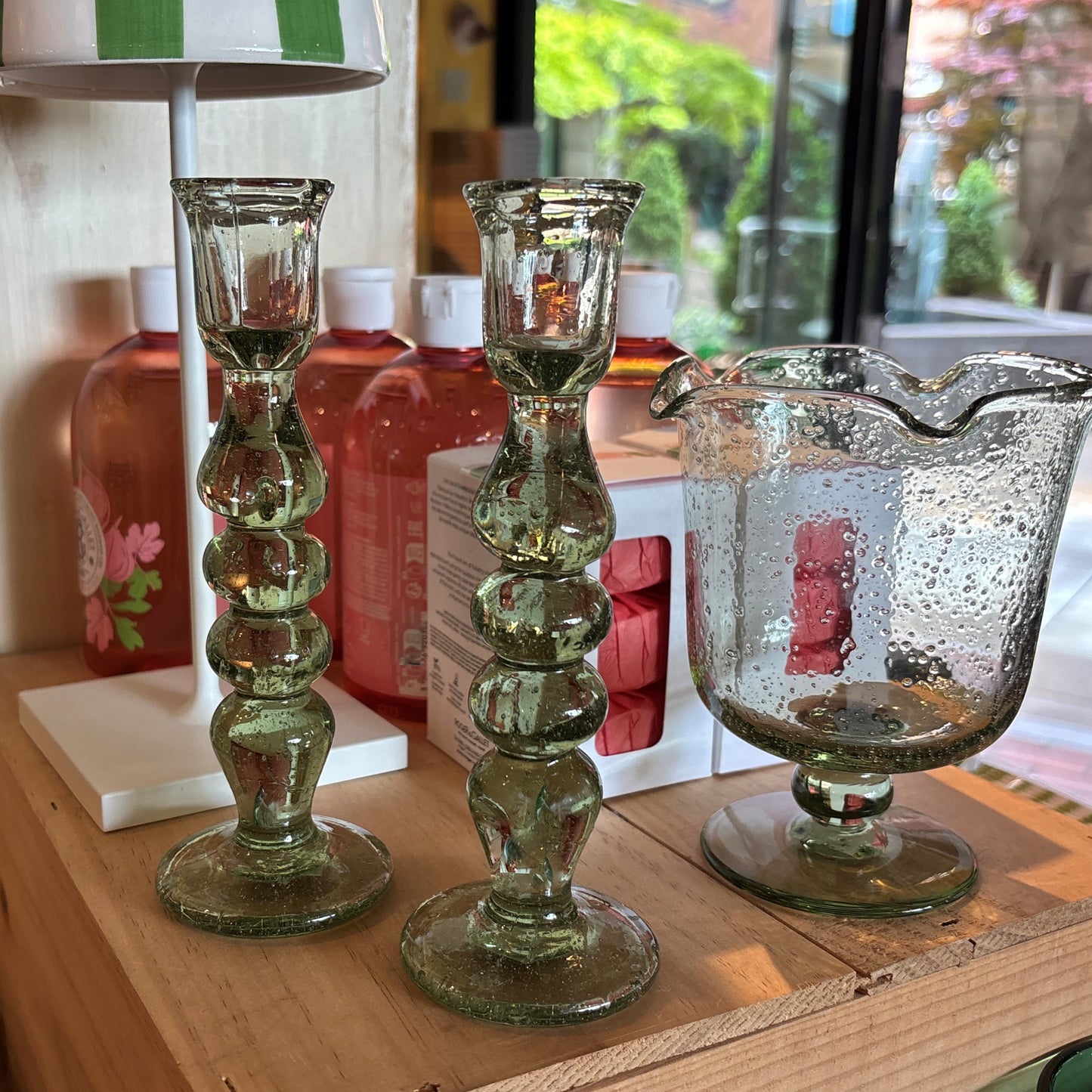 Basil Bubble Candlestick 7"