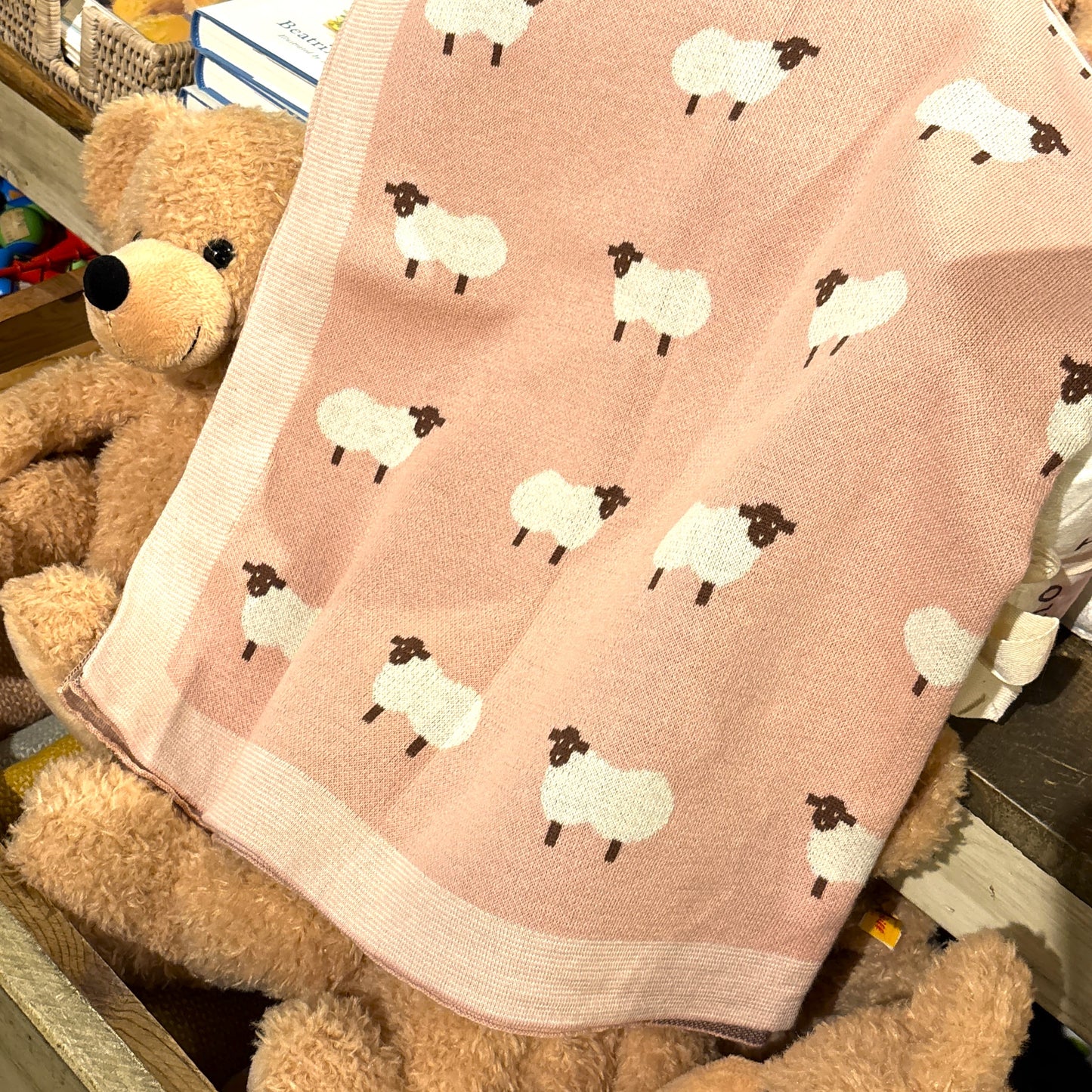 Pink Sheep Swaddling Blanket