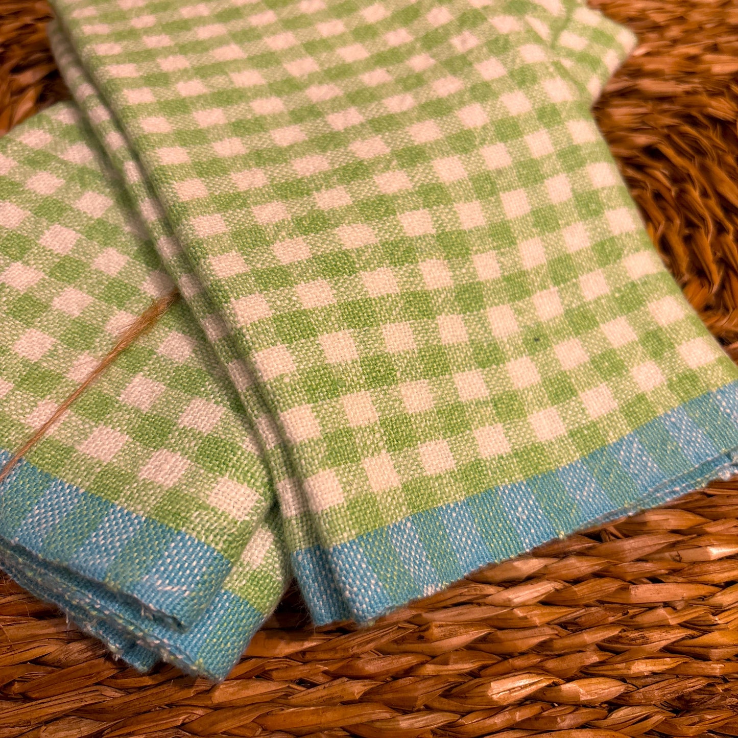 Lime & Aqua Gingham Napkin Set