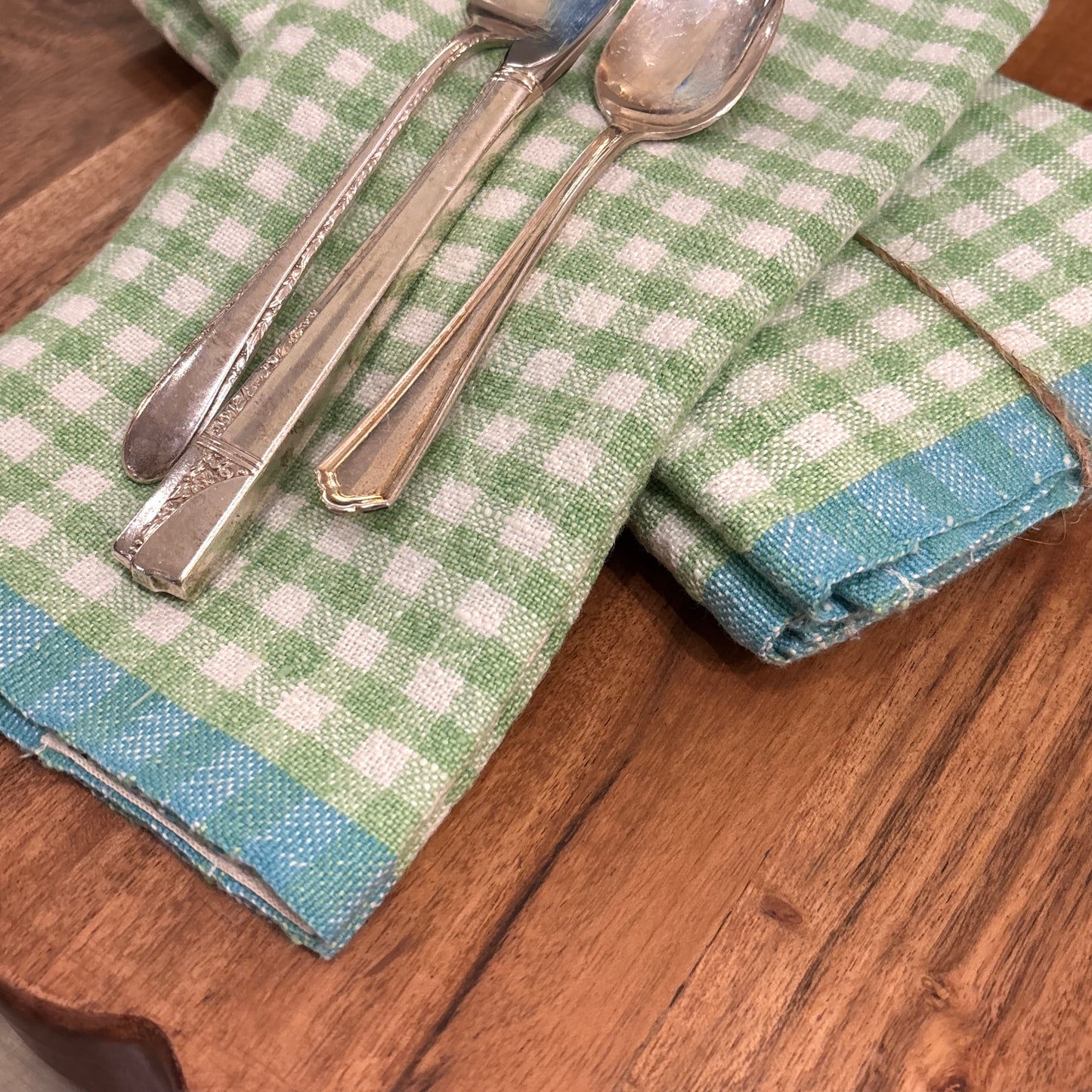 Lime & Aqua Gingham Napkin Set