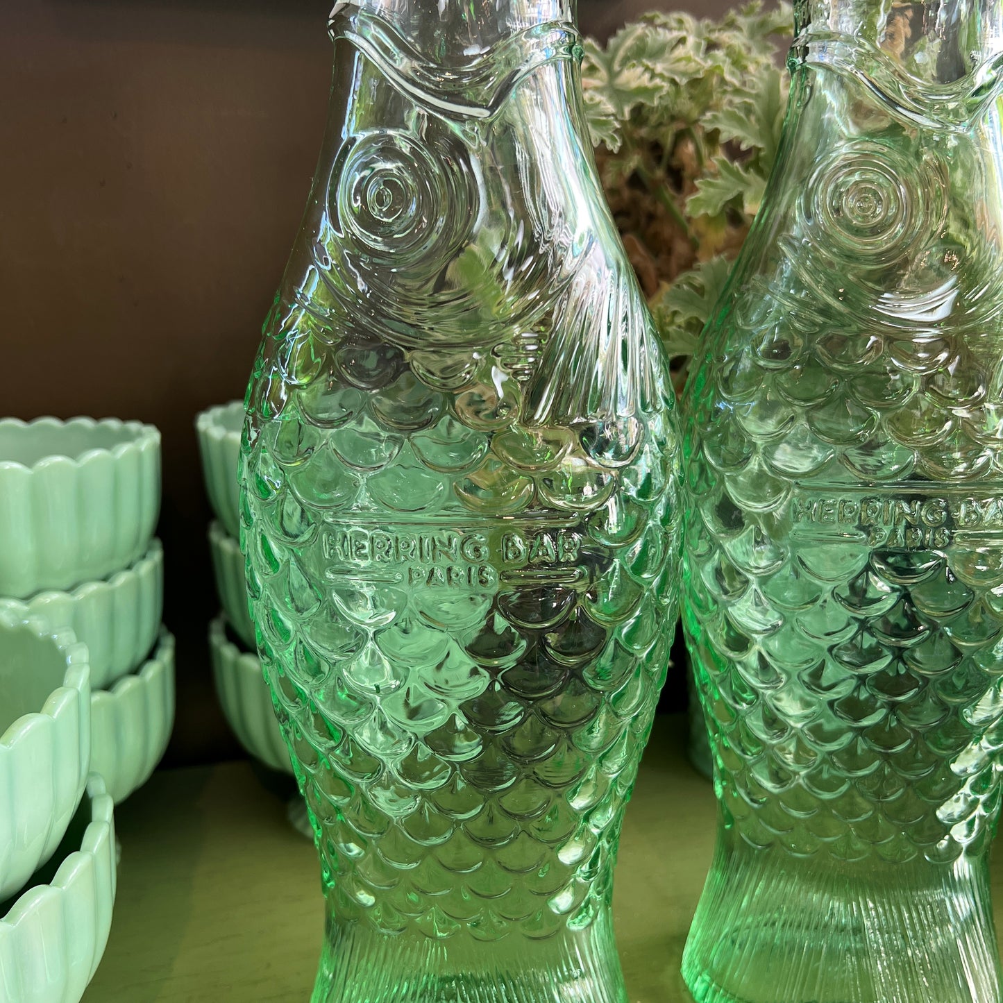 Green Glass Fish Carafe