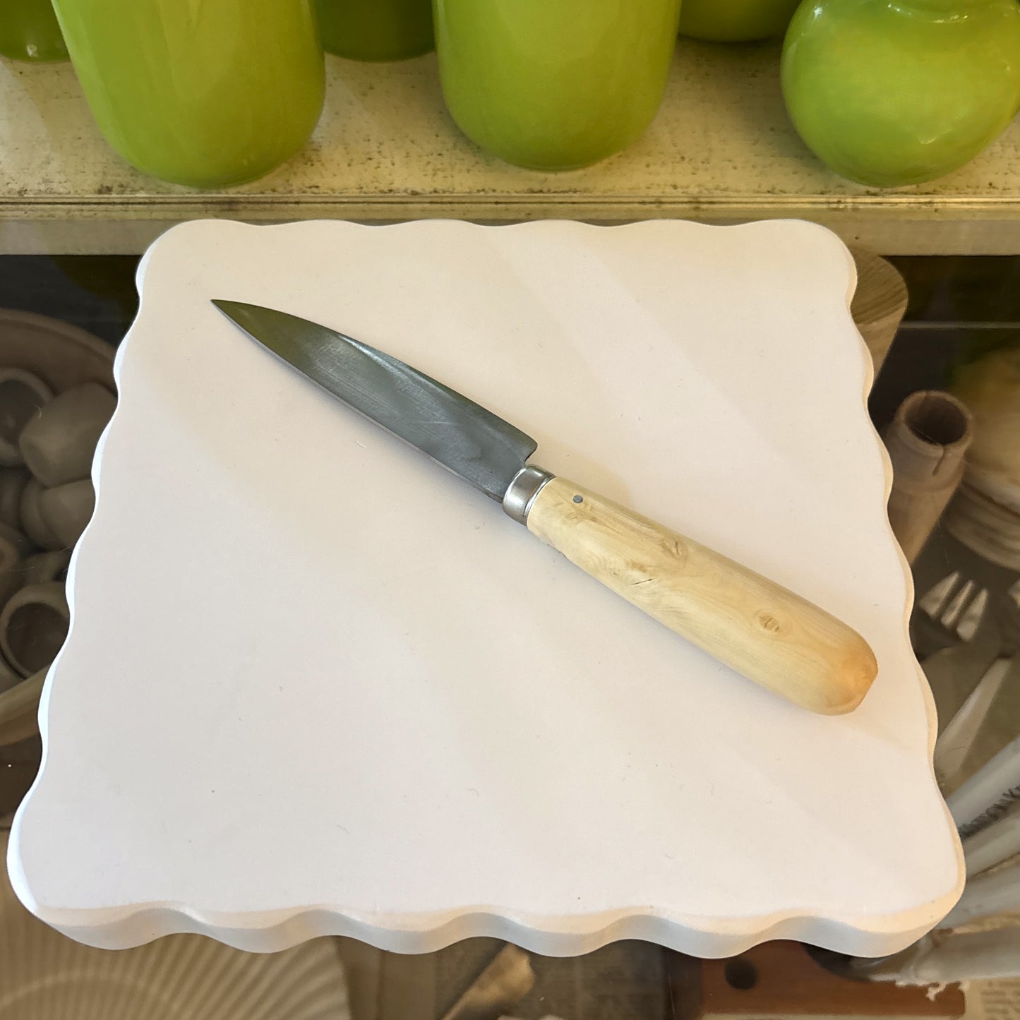 Small Scalloped White Serving Board
