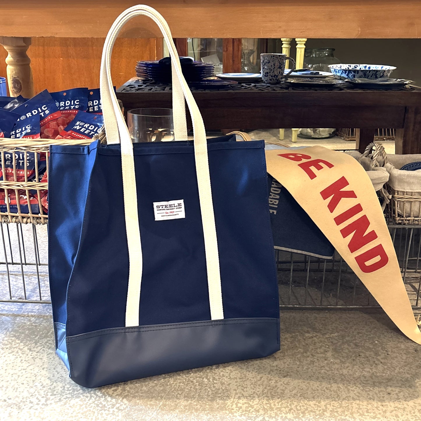 Market Navy Canvas Tote