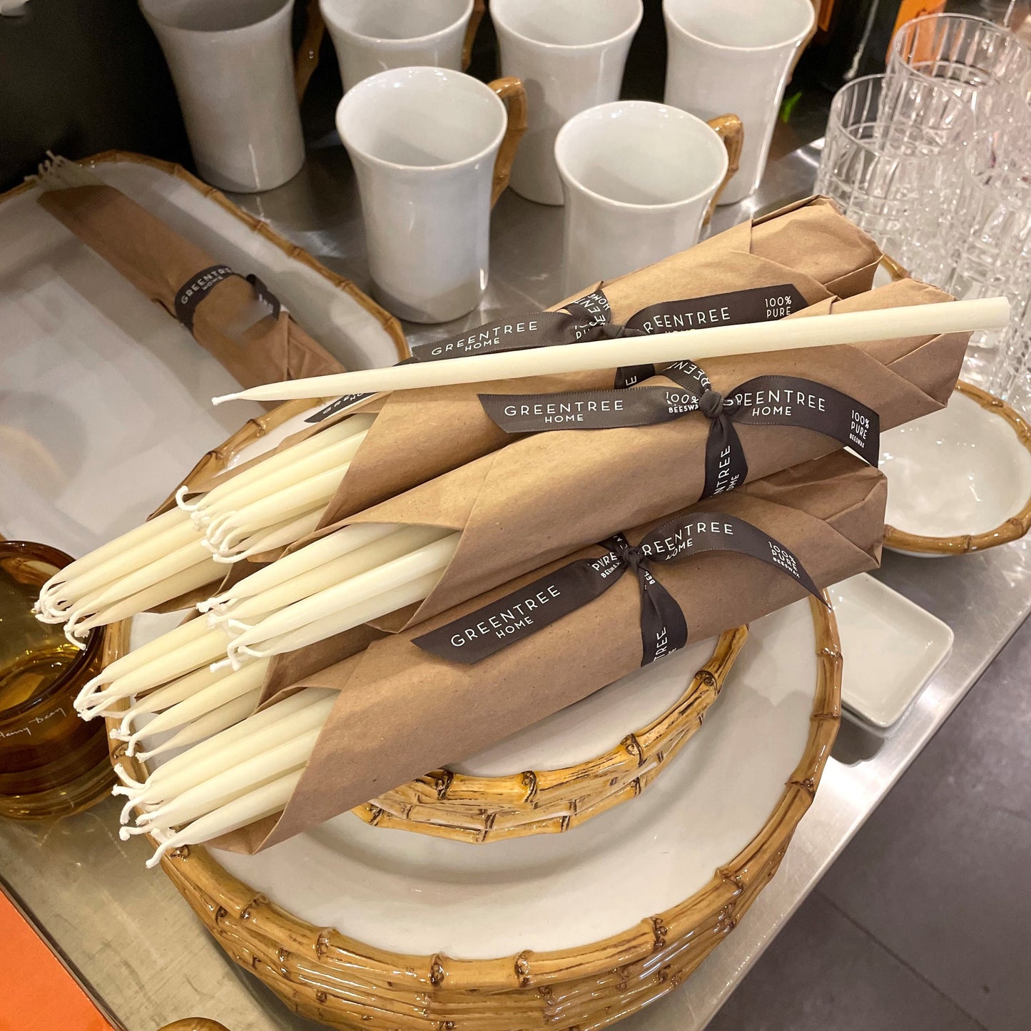 Cream Thin Beeswax Taper Set