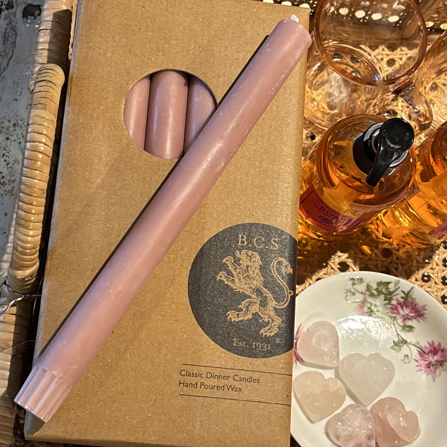 Old Rose Dinner Taper Set