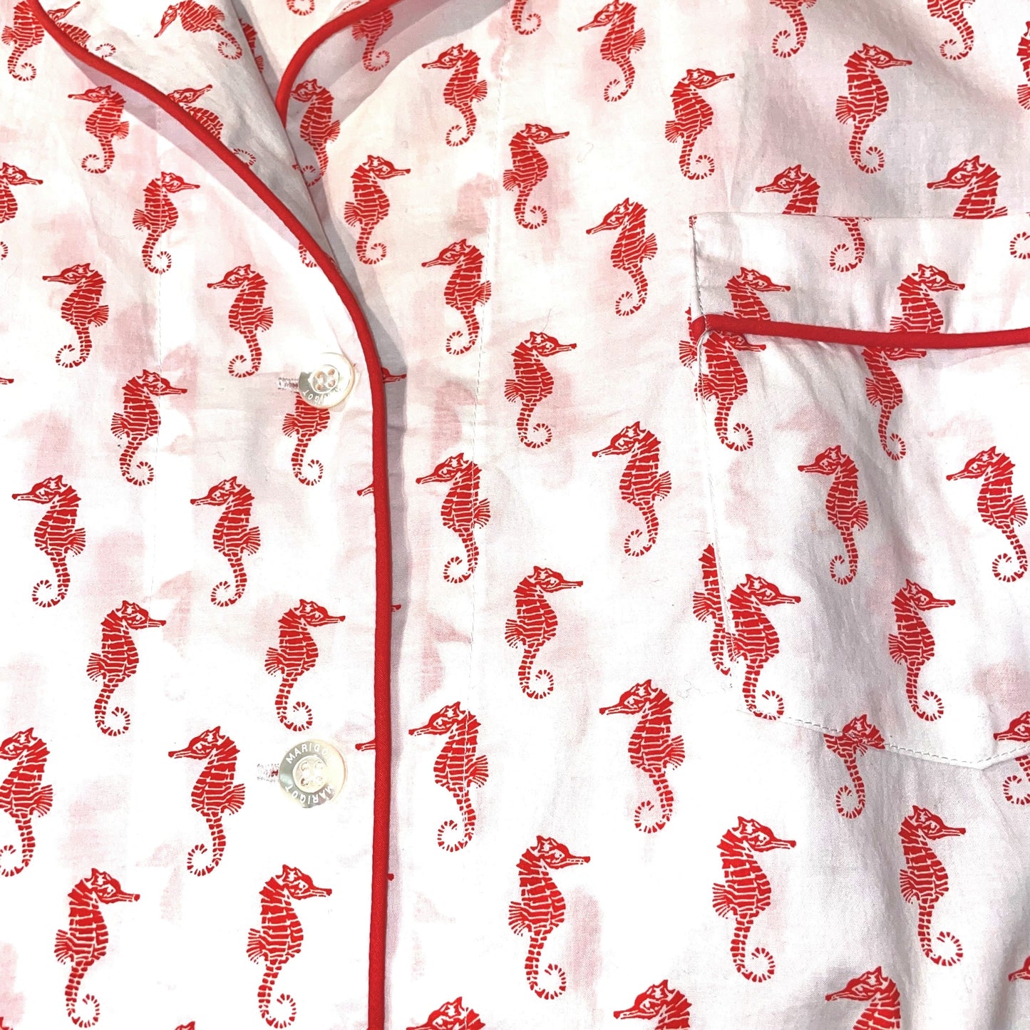 Red Seahorse Pajama Set, Large