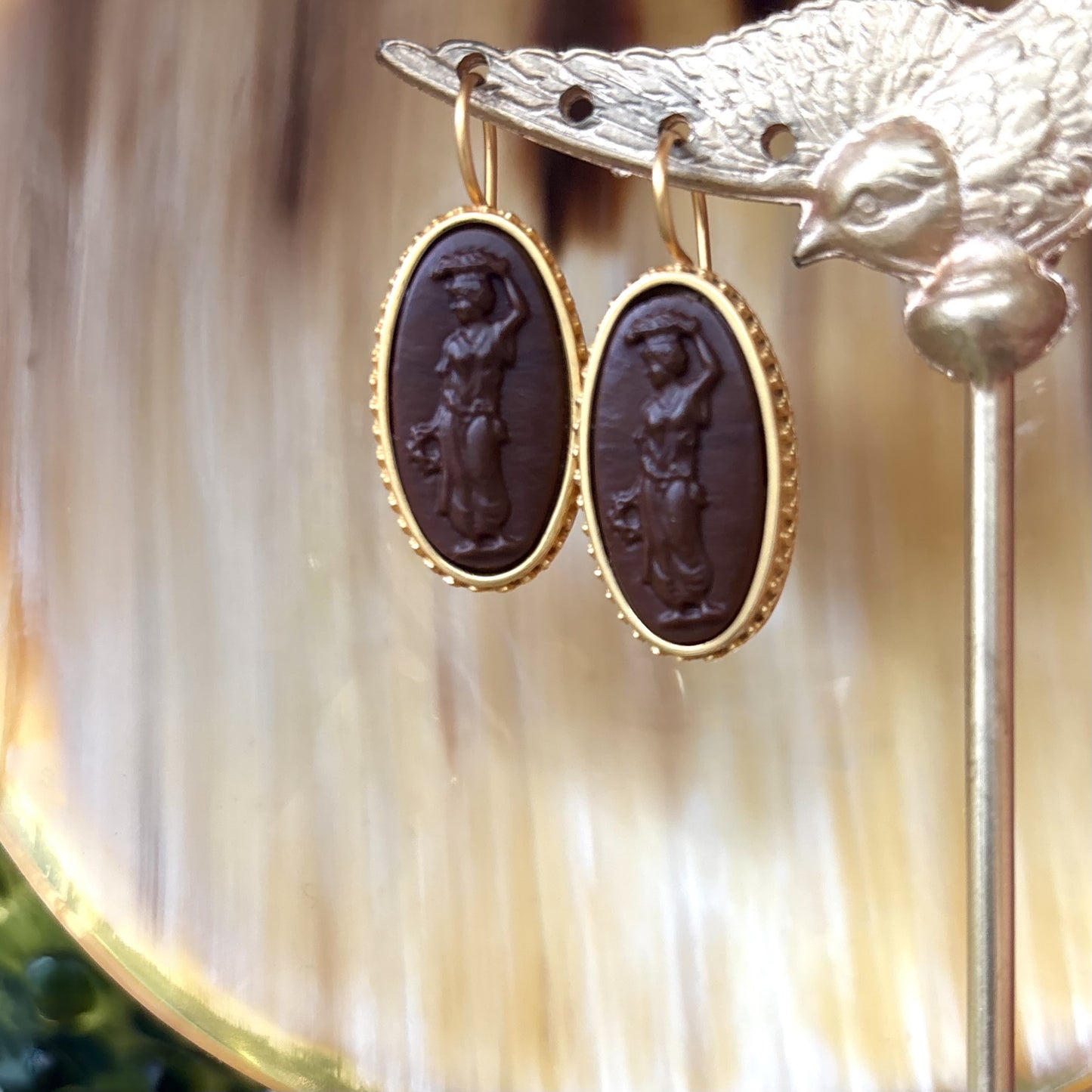 Chocolate Cameo Earrings