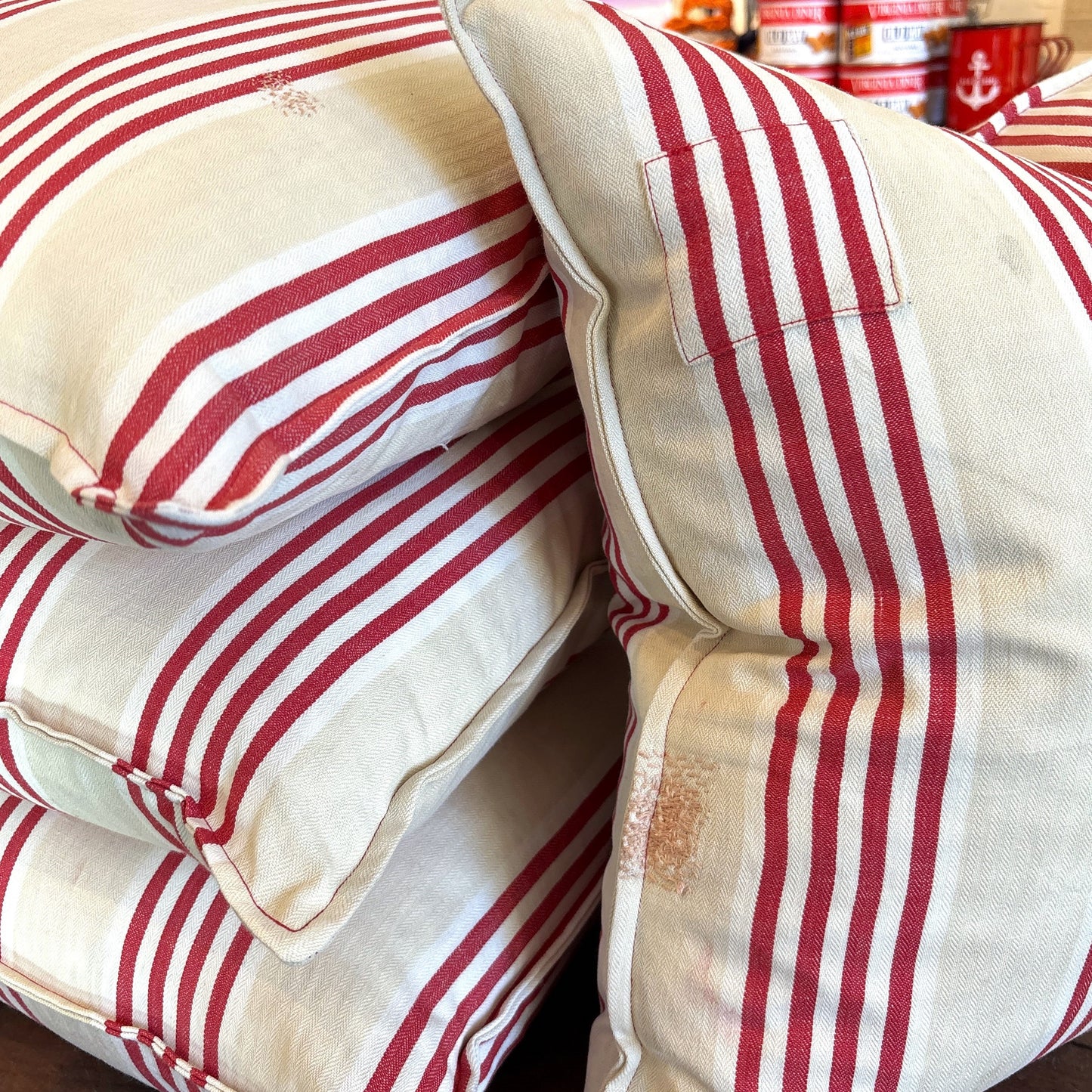 Striped Pillow Vintage French Cloth