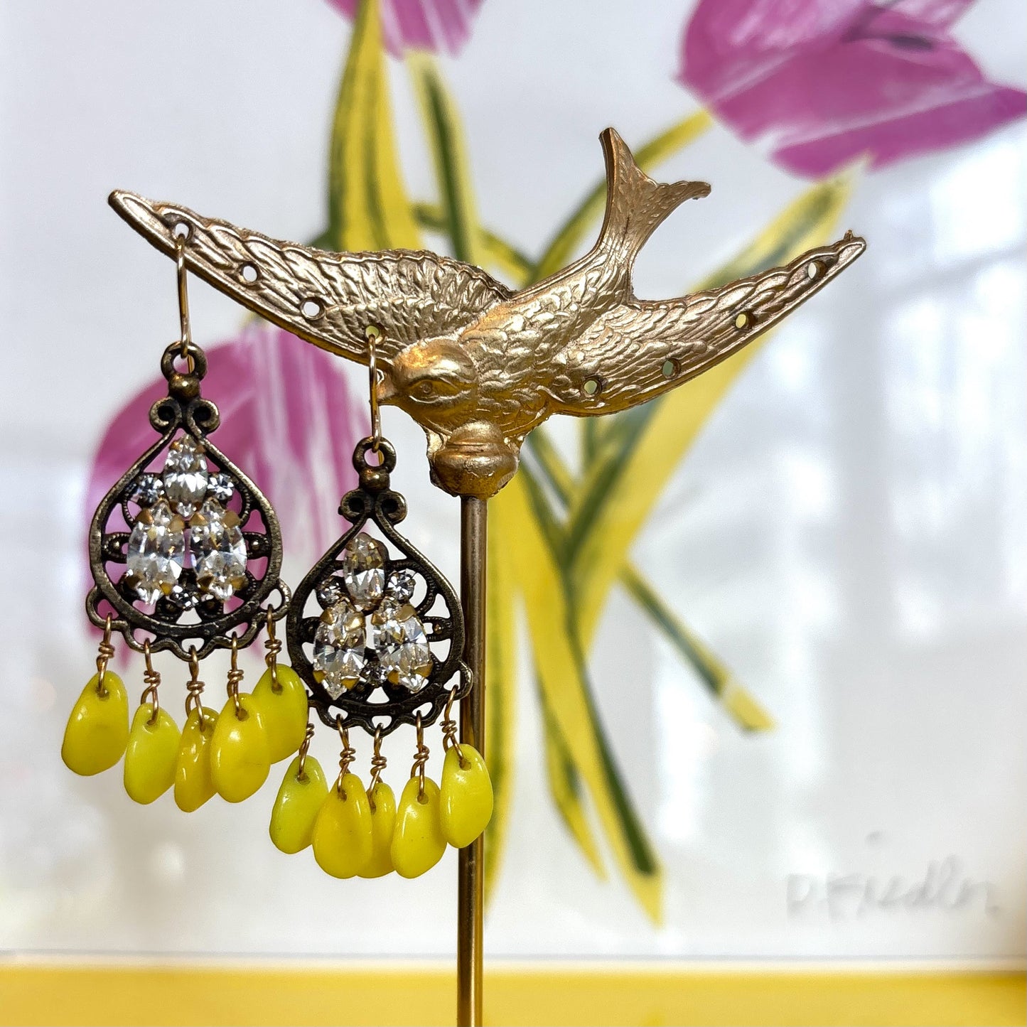 Rhinestone Lemon Drop Earrings