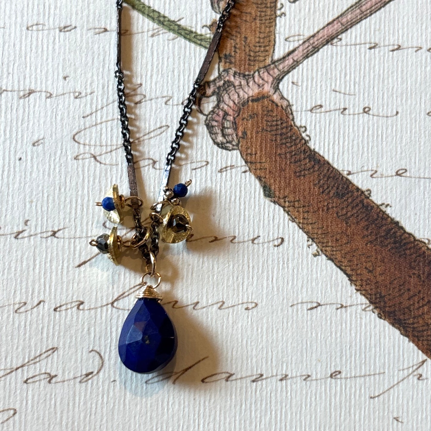 Lapis Gold & Pyrite Cluster Necklace
