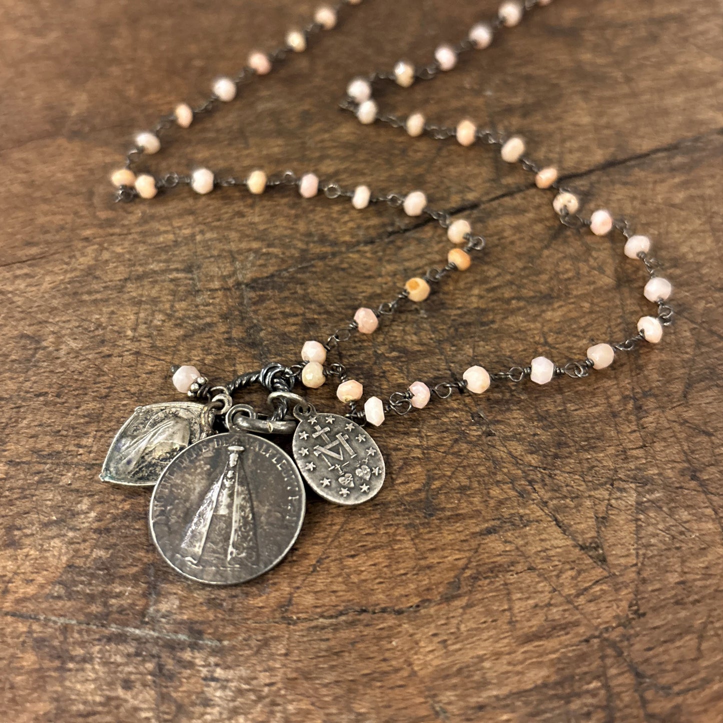 Pink Opal Vintage Charm Necklace