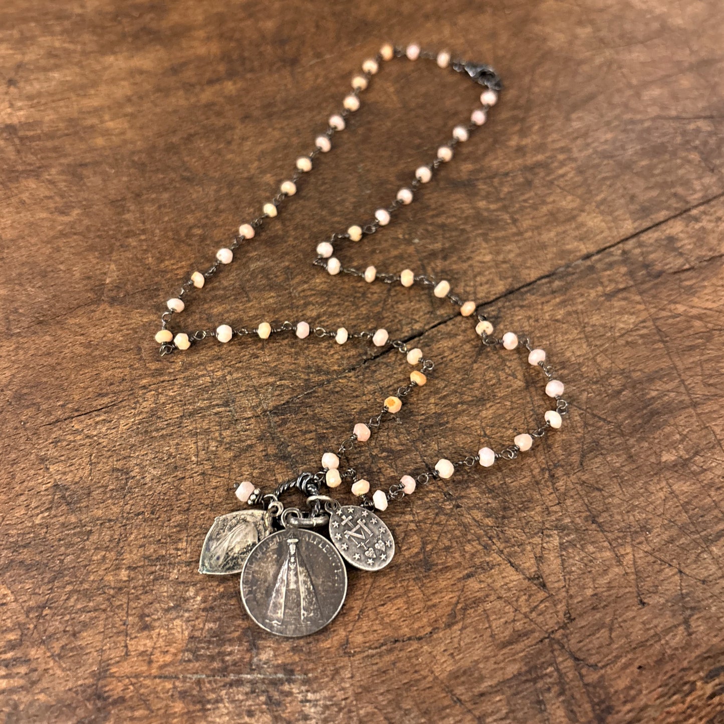 Pink Opal Vintage Charm Necklace