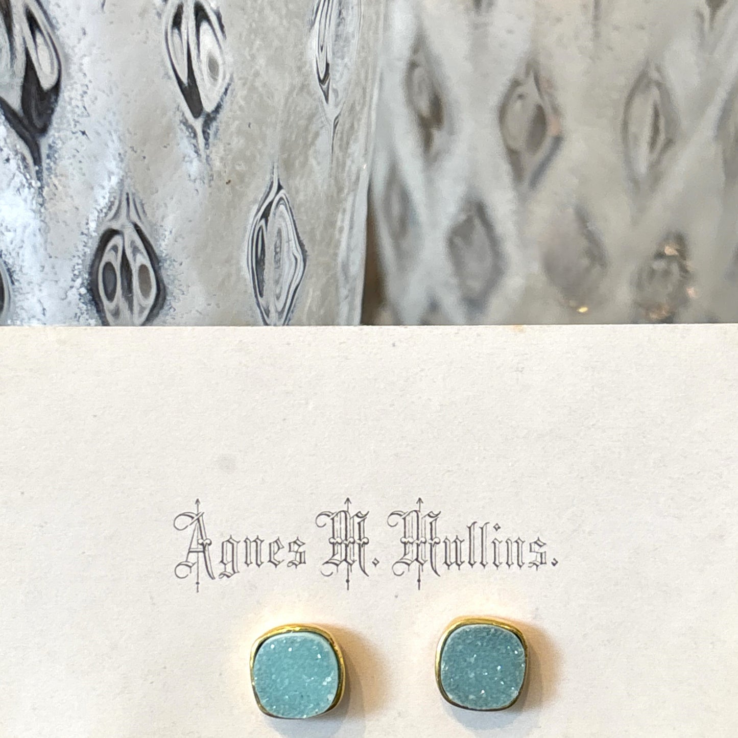 Blue Druzy Post Earrings