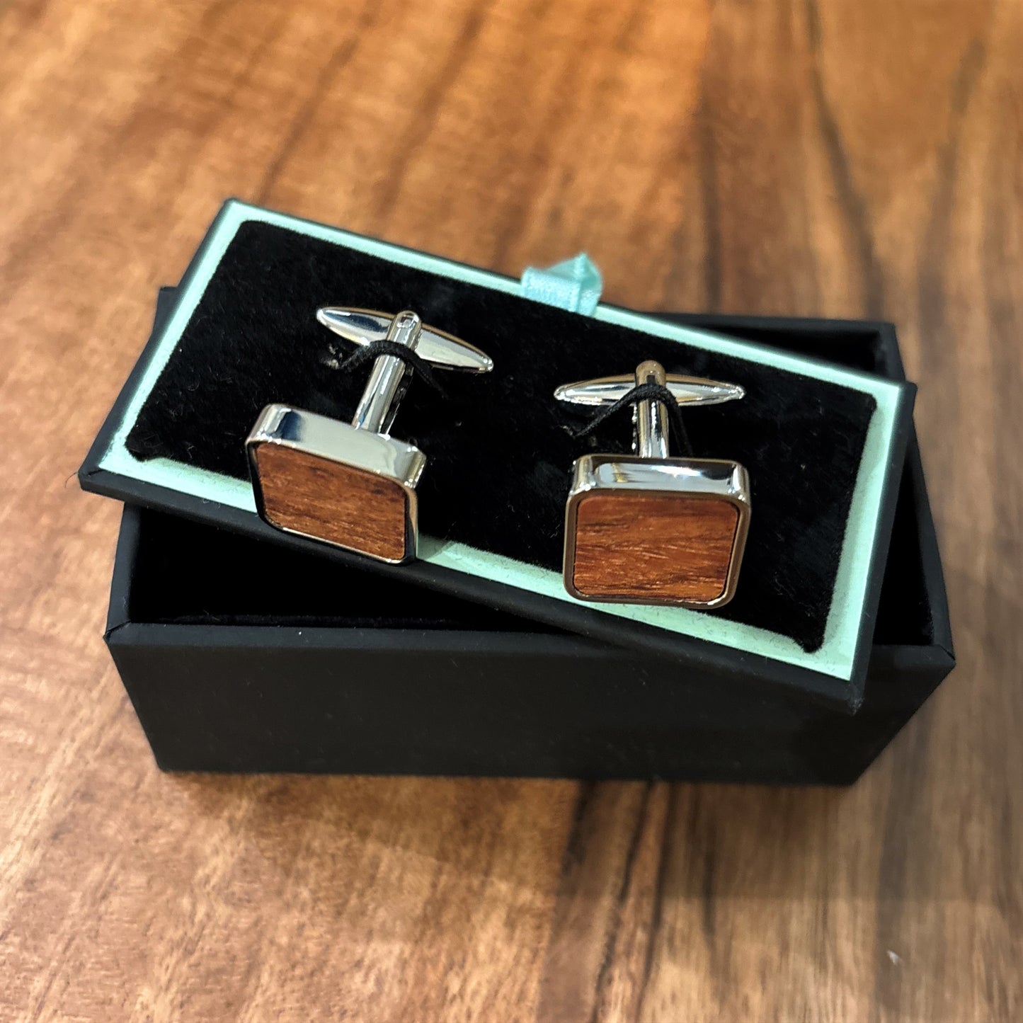 Wood & Silver Cufflinks