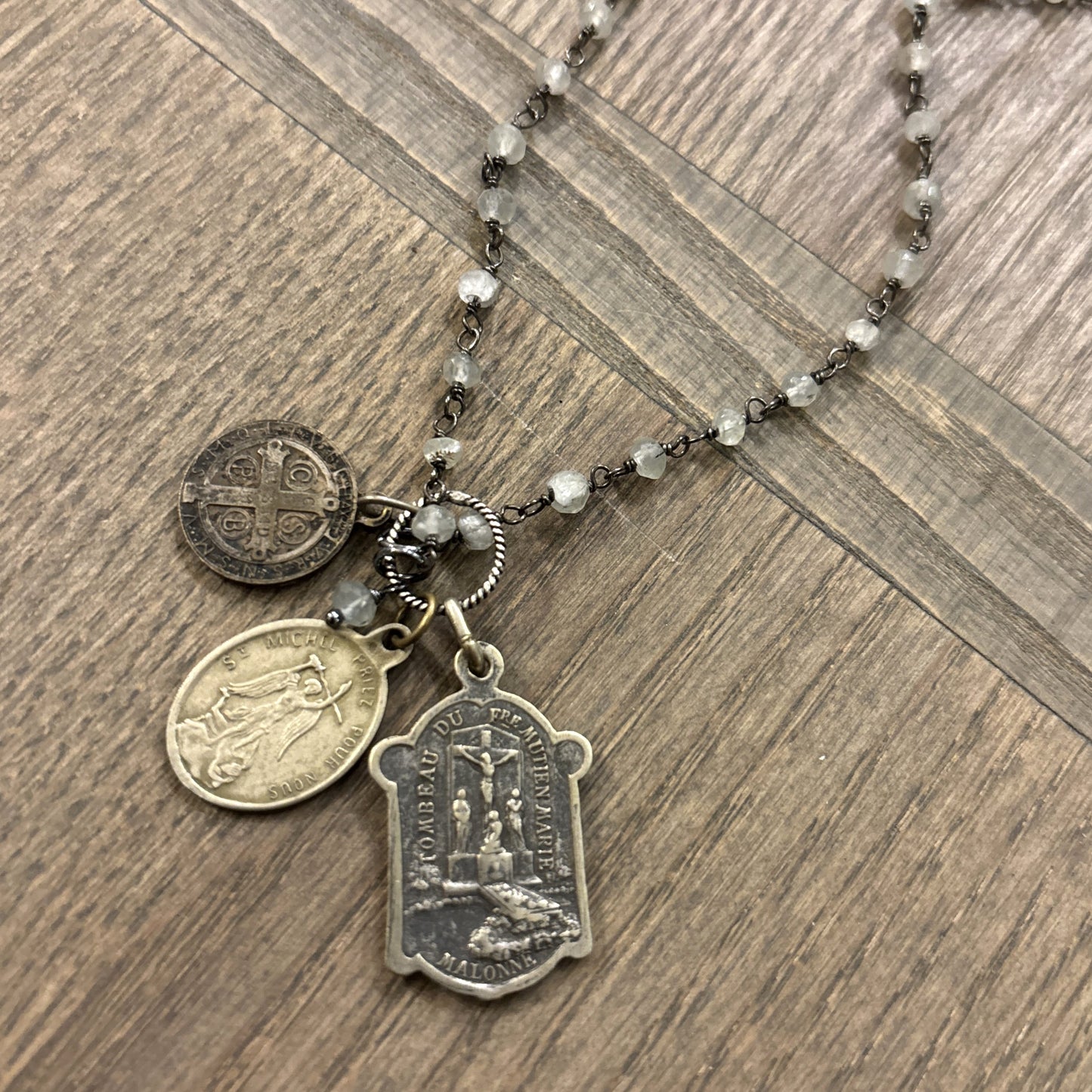 White Quartz Vintage Charm Necklace
