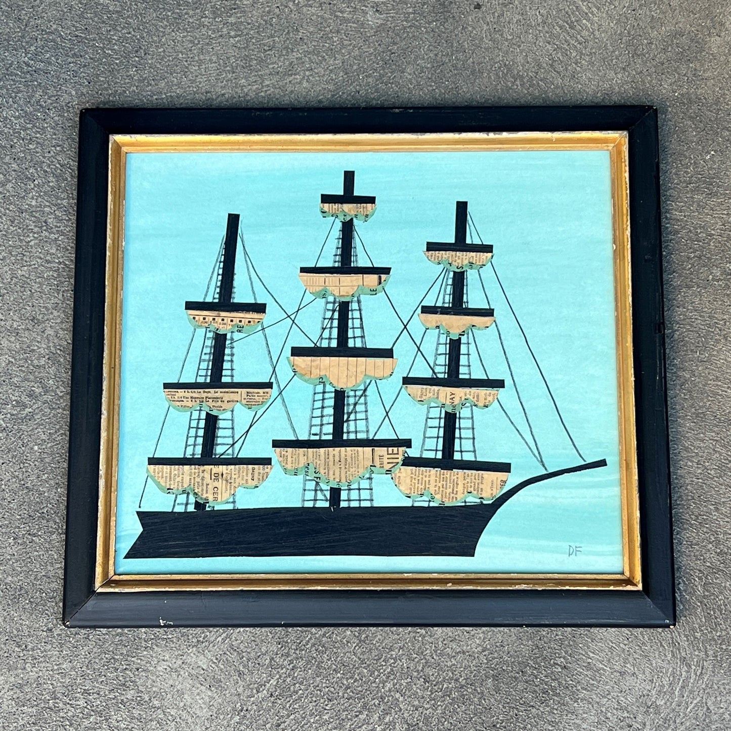 Clipper Ship with Wavy Sails by Denise Fiedler
