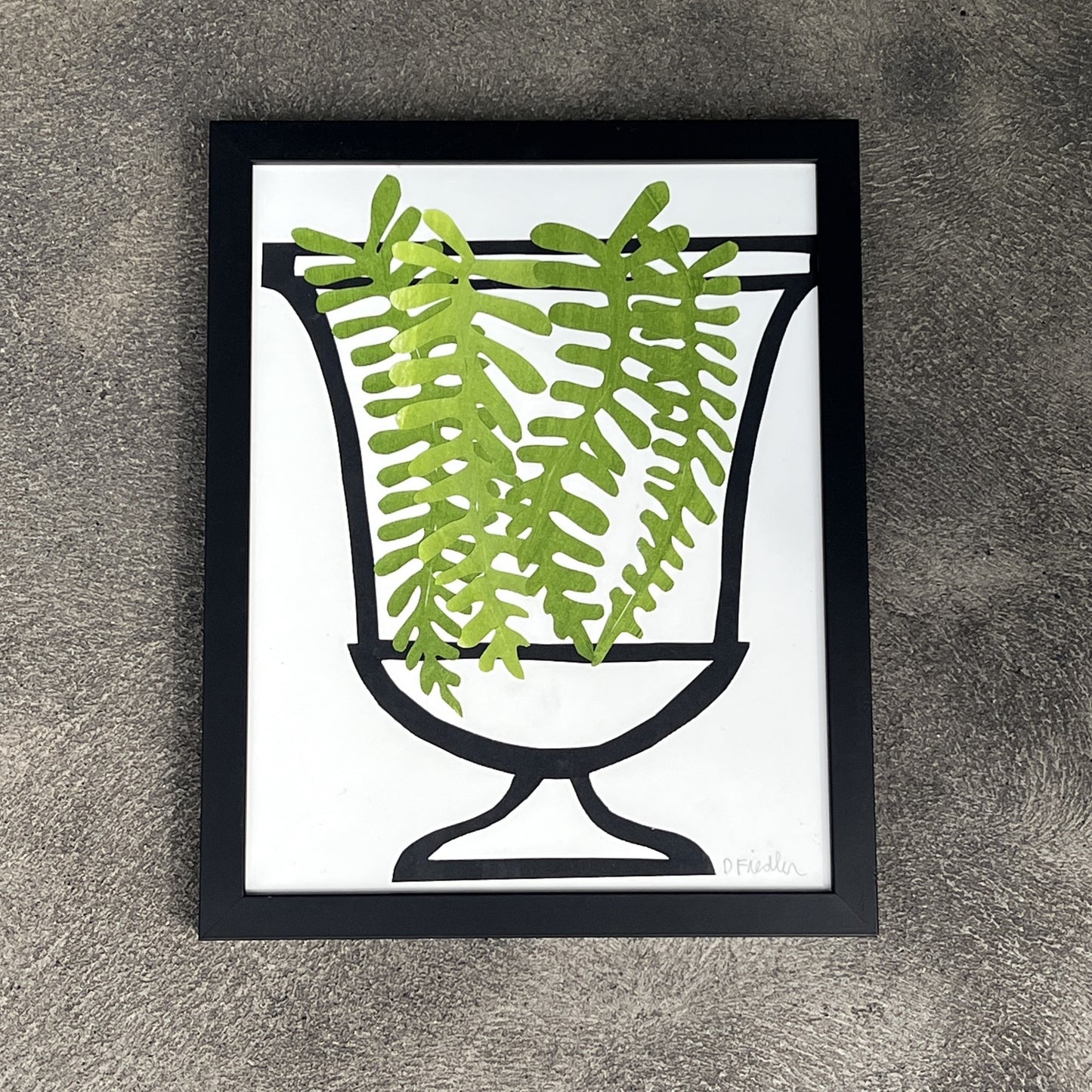 Black Urn with Ferns by Denise Fiedler