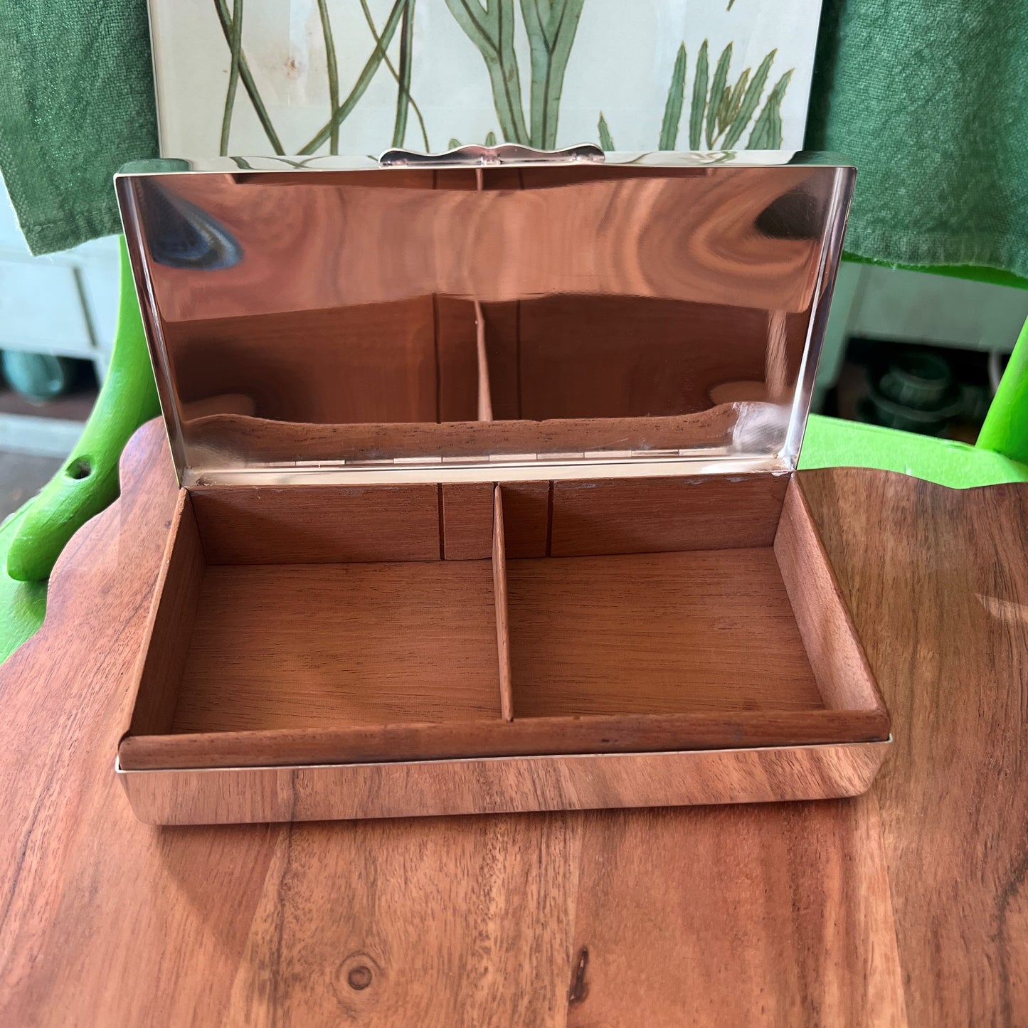 Vintage Hotel Silver Box with Engine Turned Lid, 6.5"