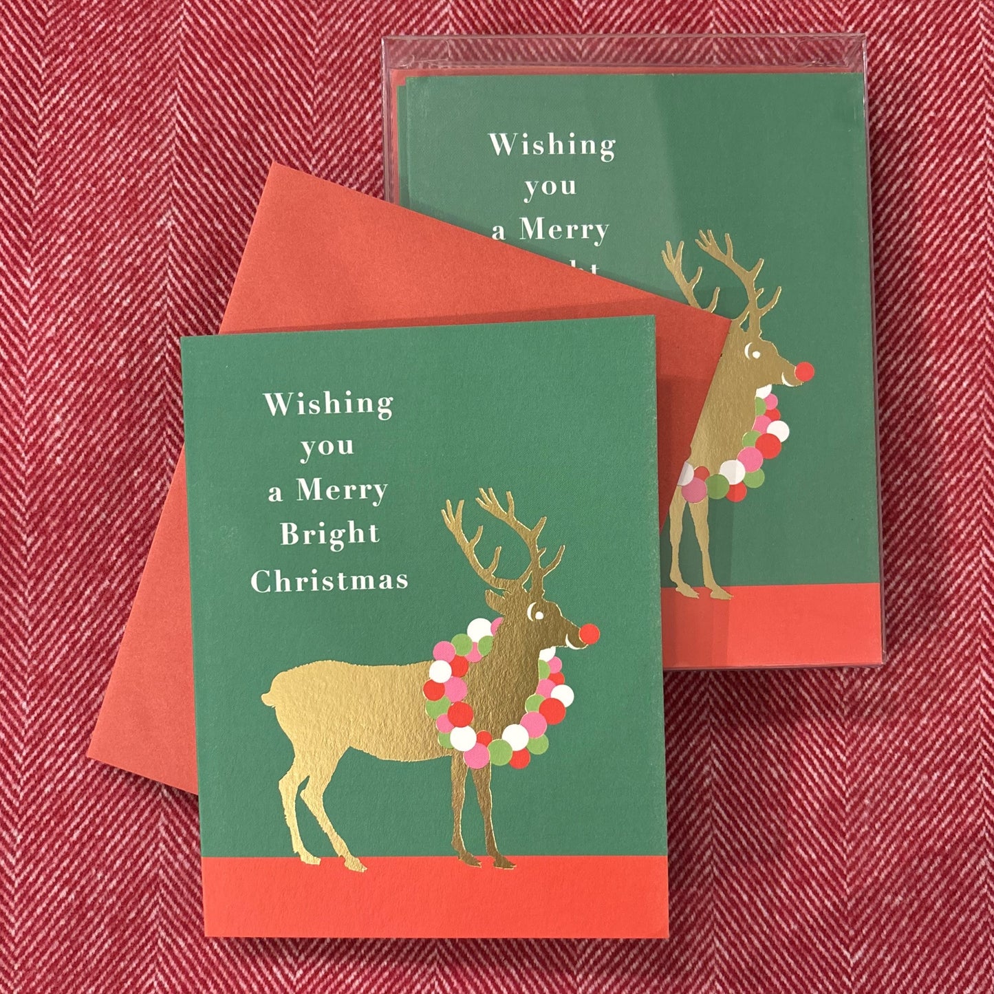 Reindeer Wreath Christmas Boxed Cards