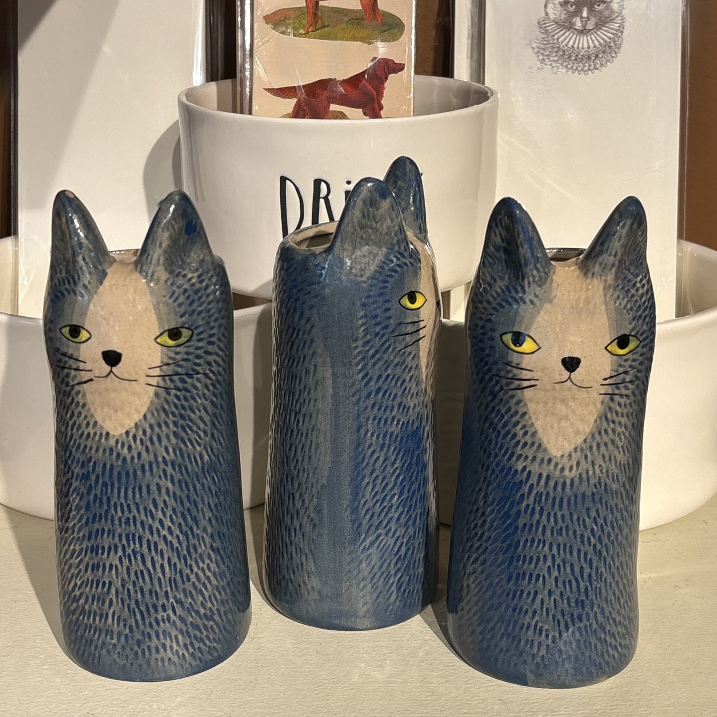Medium Blue Cat Vase