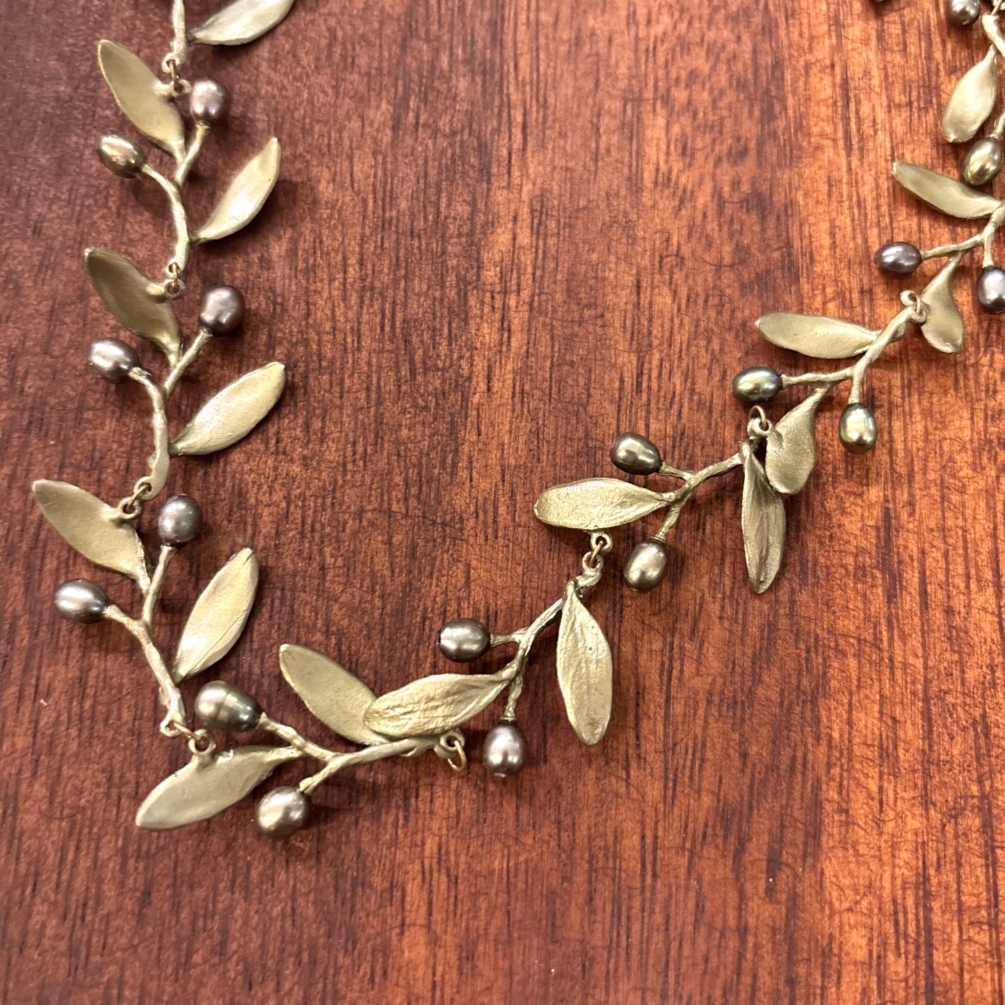 Olive & Peacock Pearl Necklace