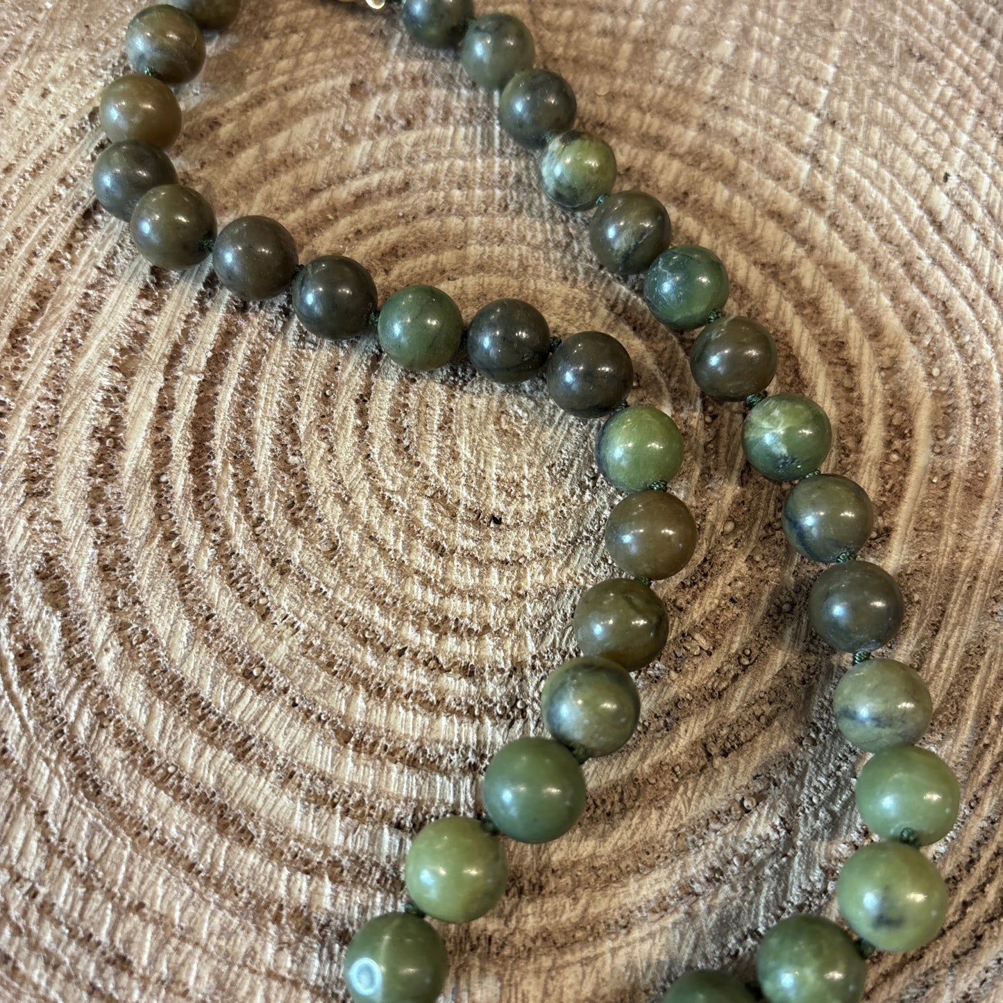 Dark Green Jade Beaded Necklace