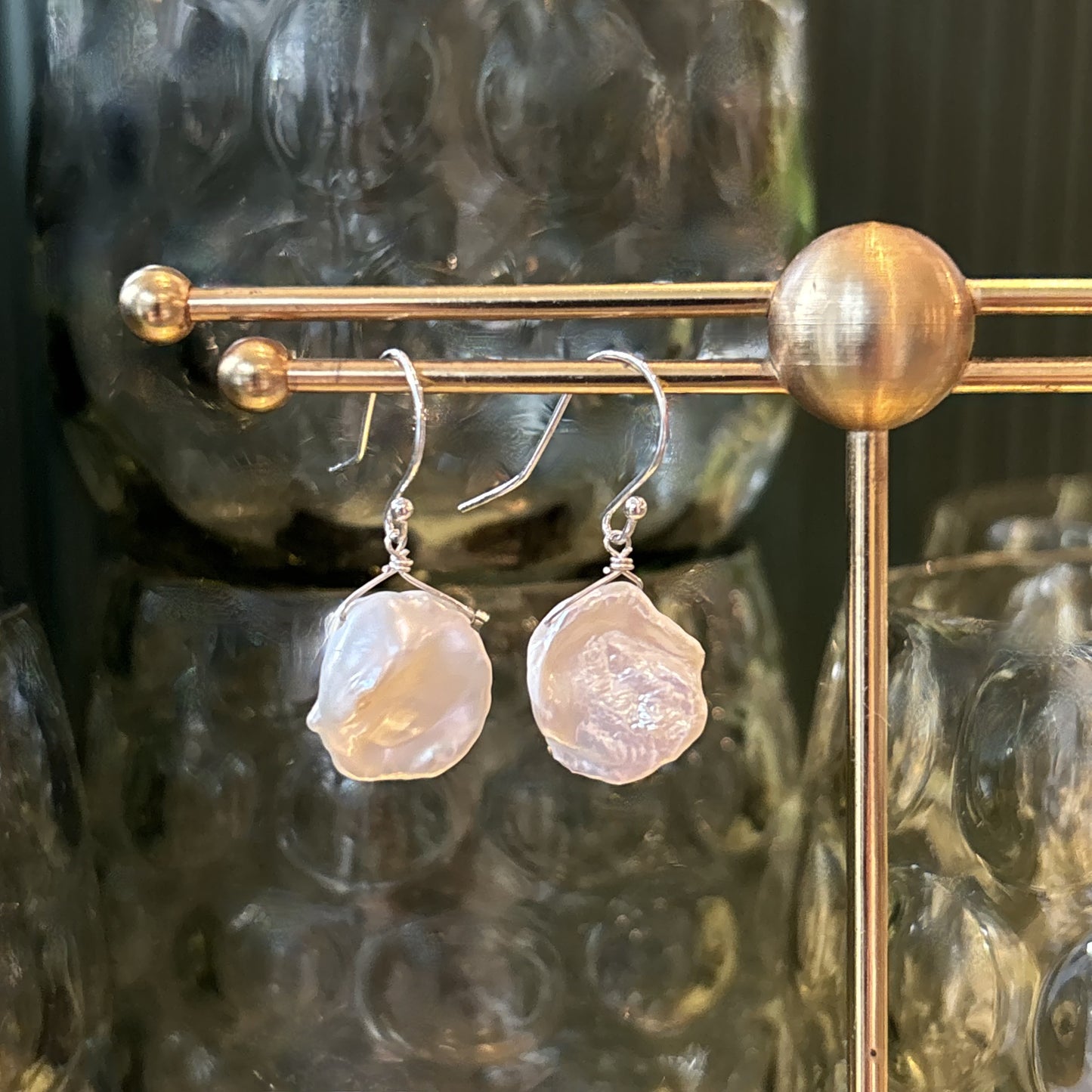 Keishi Pearl Chip Earrings, Sterling Silver