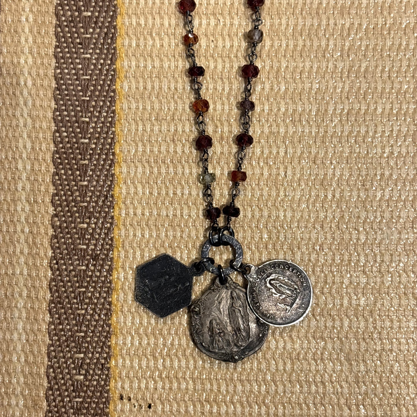 Shades of Garnet Vintage Charm Necklace