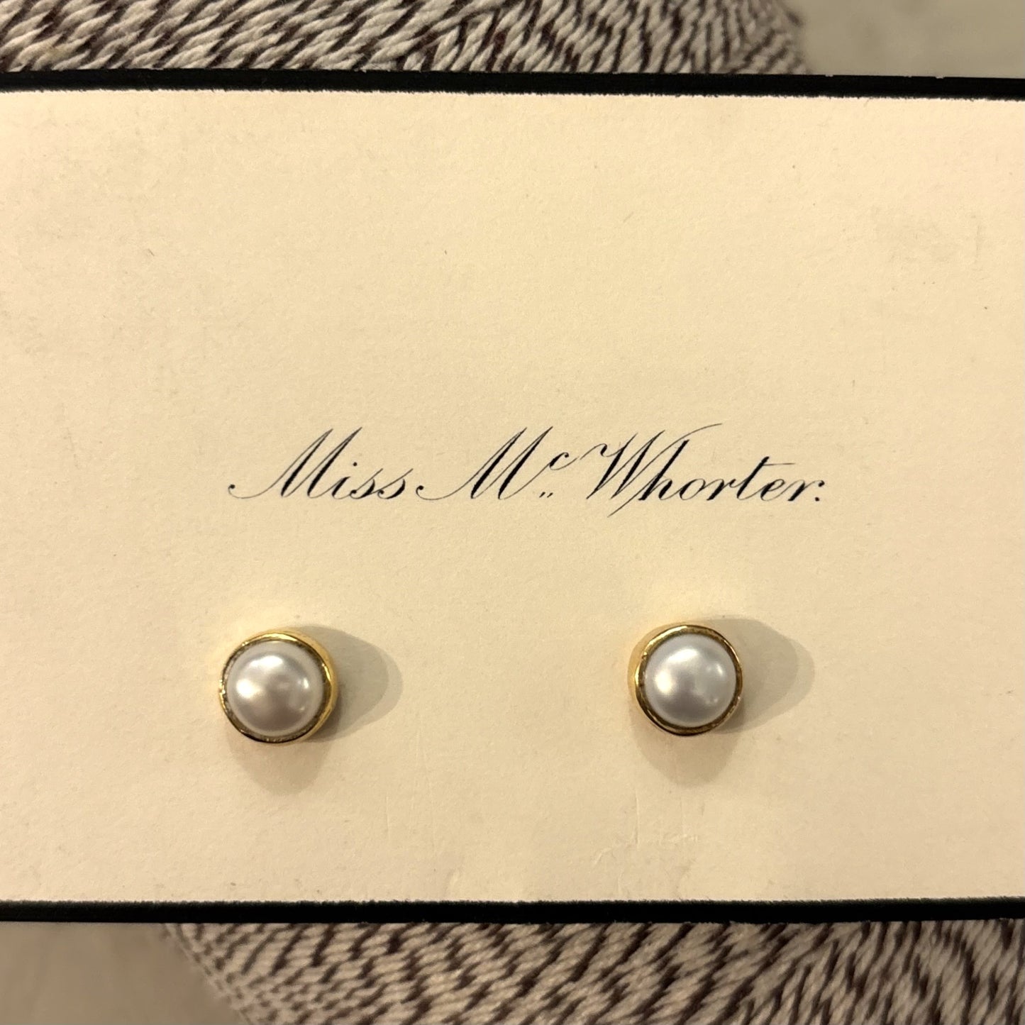 Round Gemstone Stud, Pearl