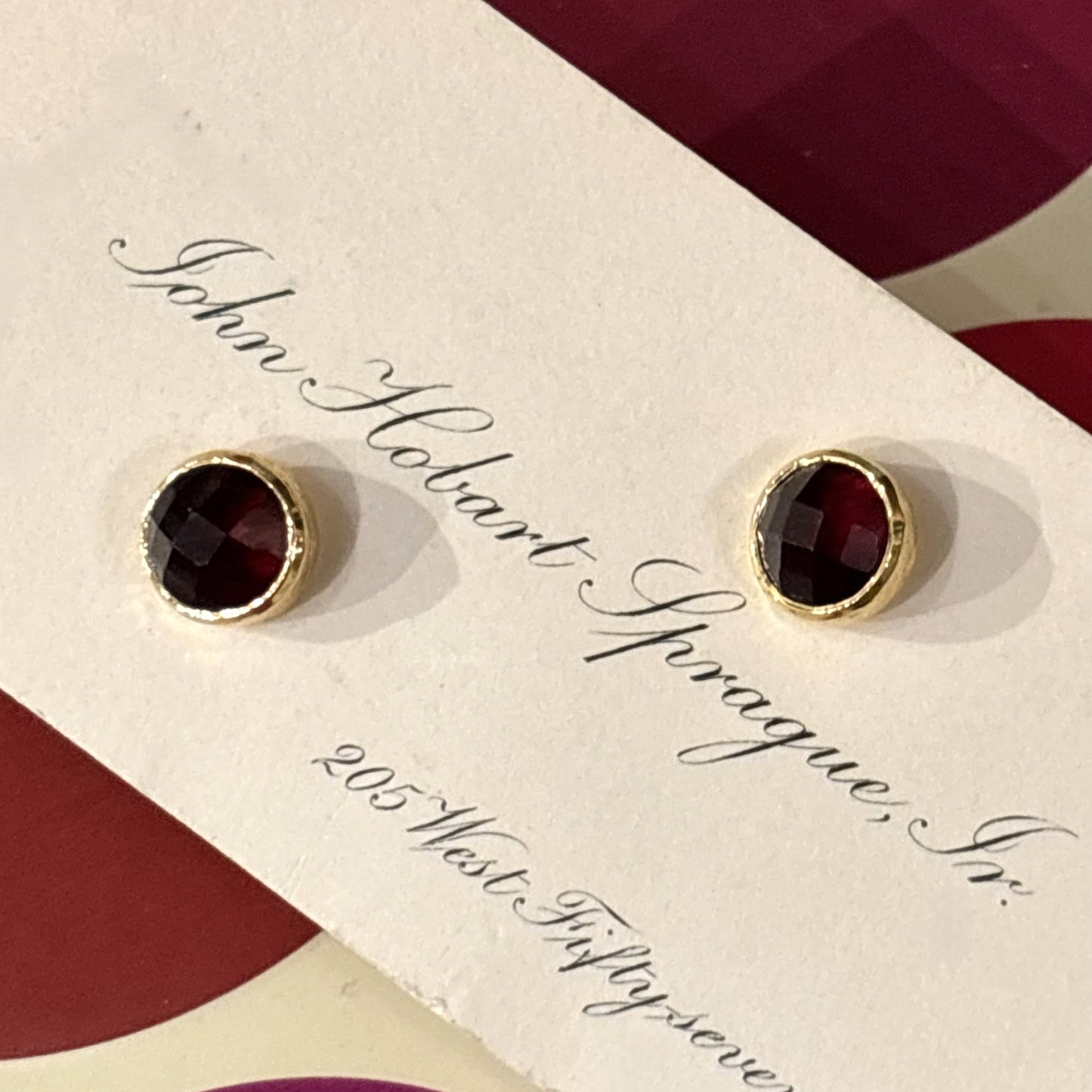 Round Gemstone Stud, Garnet