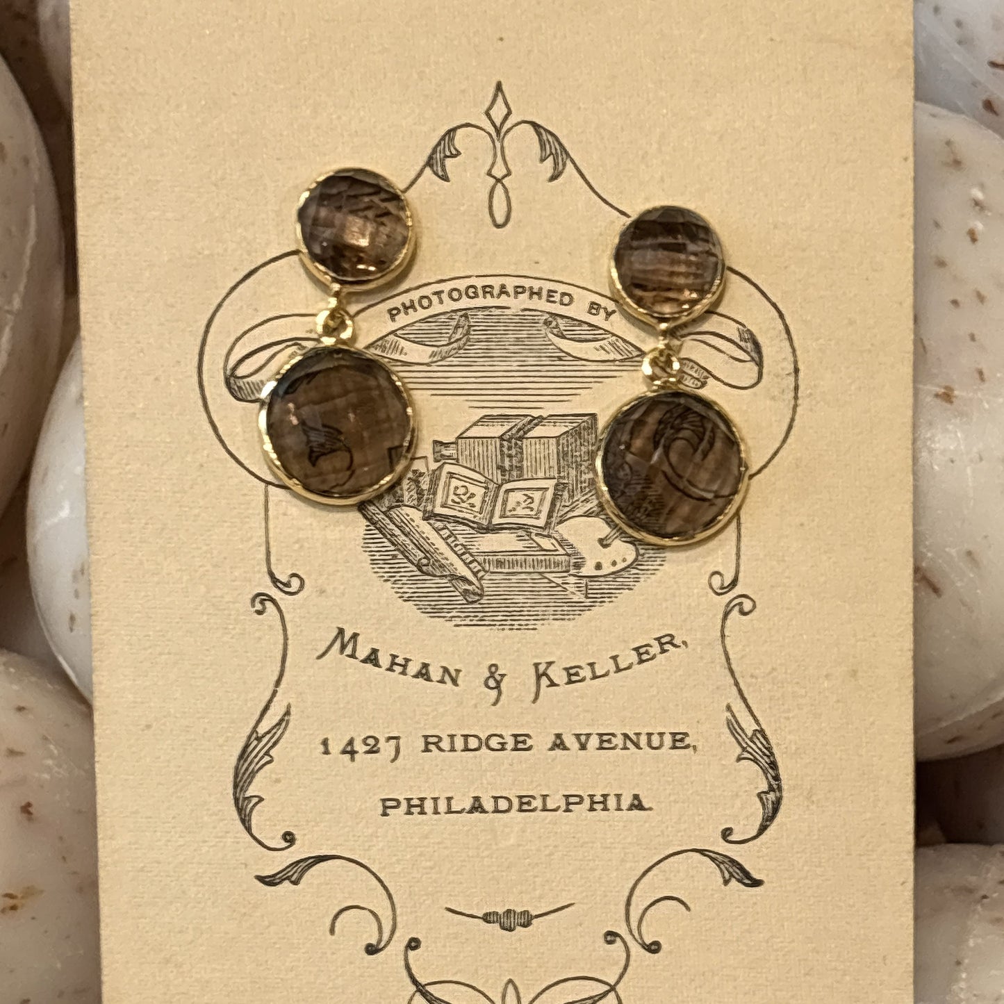 Smokey Quartz Double Drop Post Earrings