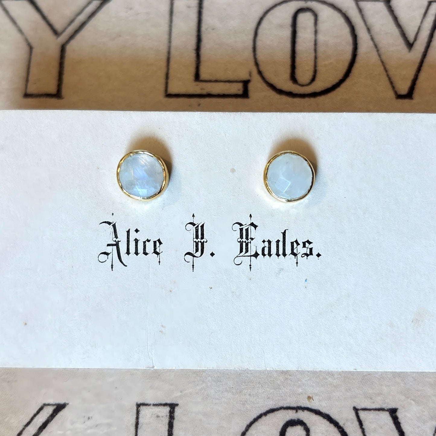 Round Gemstone Stud, Moonstone