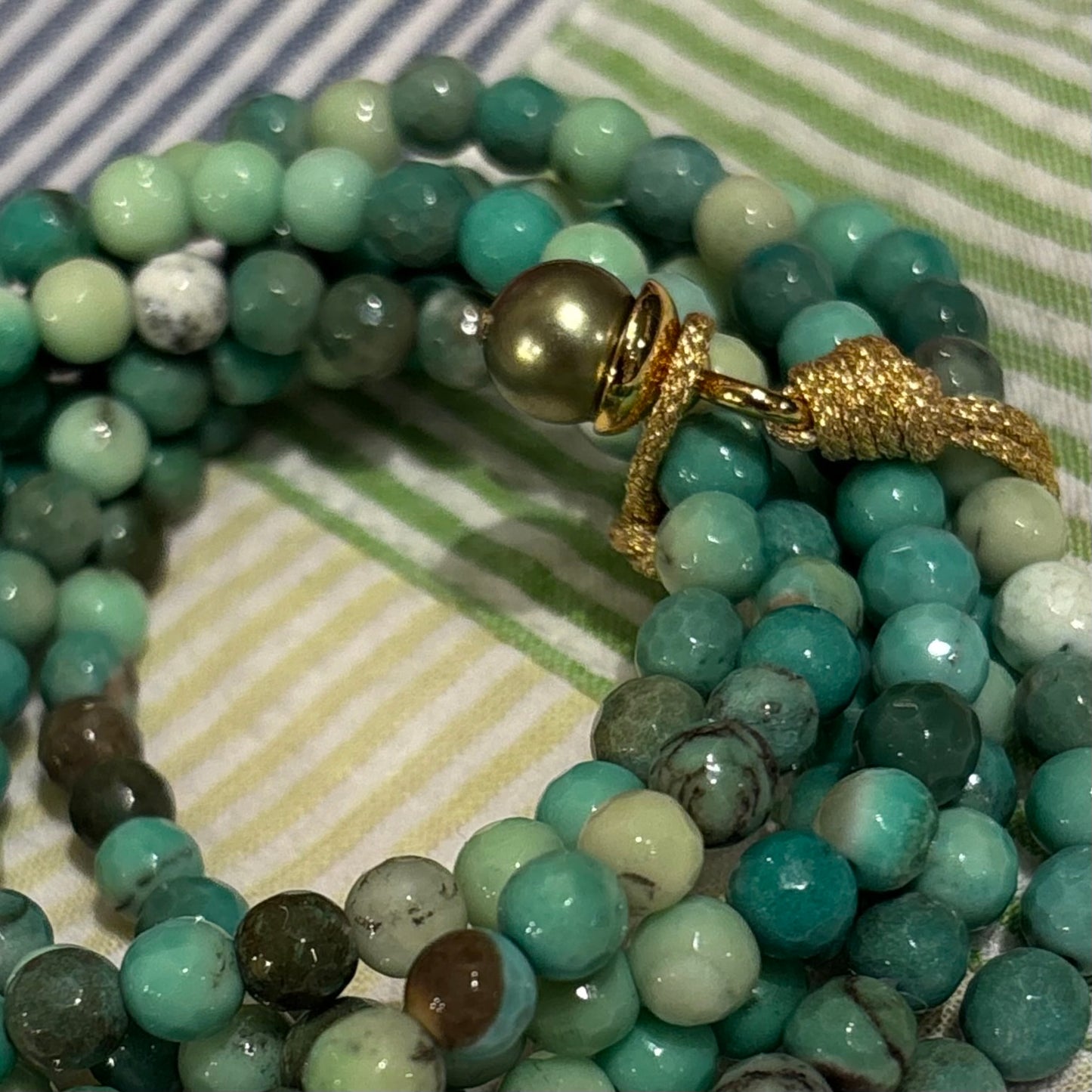 Pale Greens Chrysoprase Bracelet Set