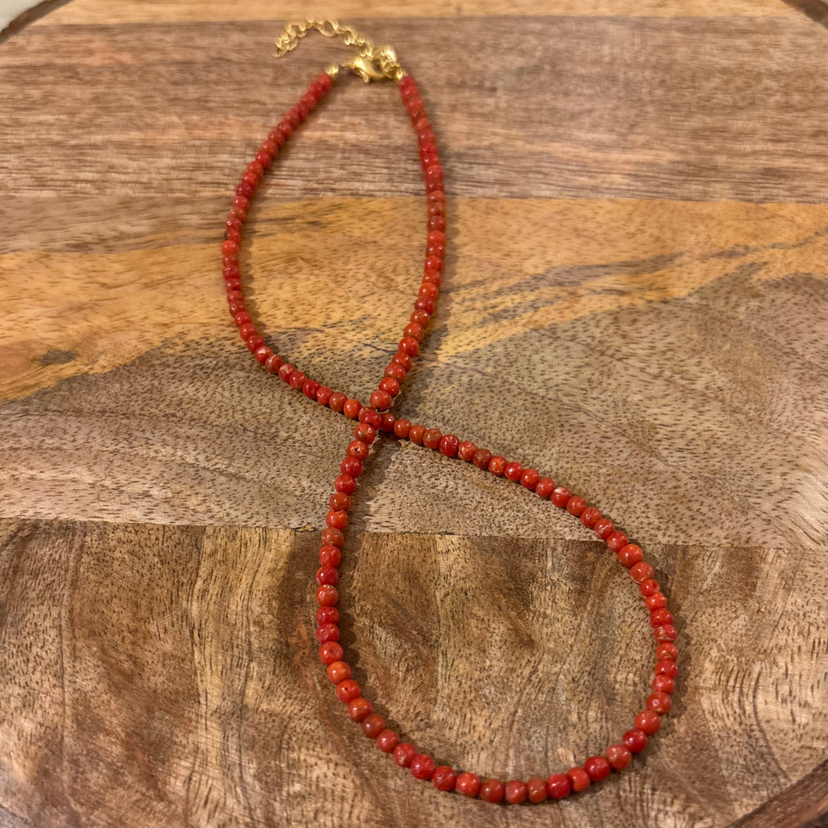 Red Italian Coral Beaded Necklace