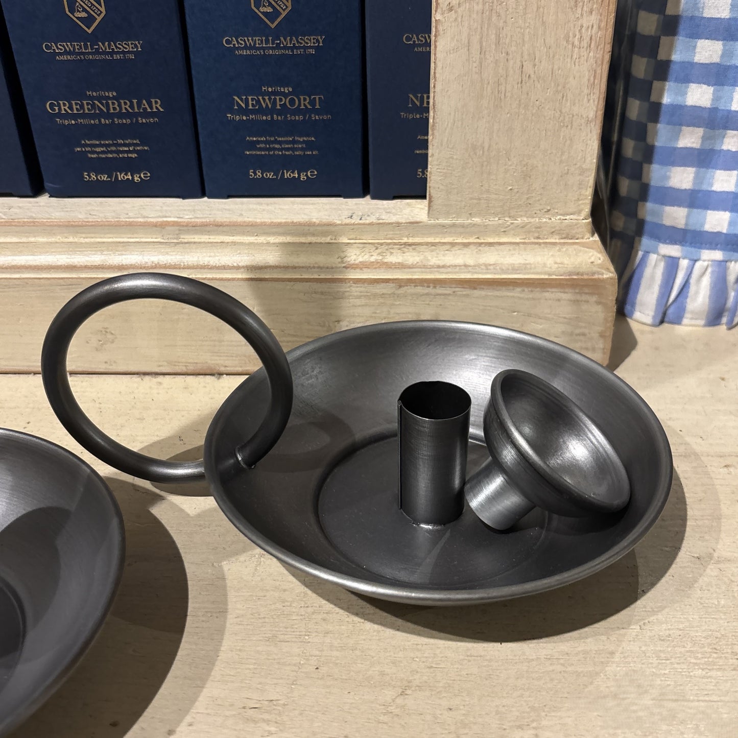 Rustic Tin Chamberstick Candle Holder