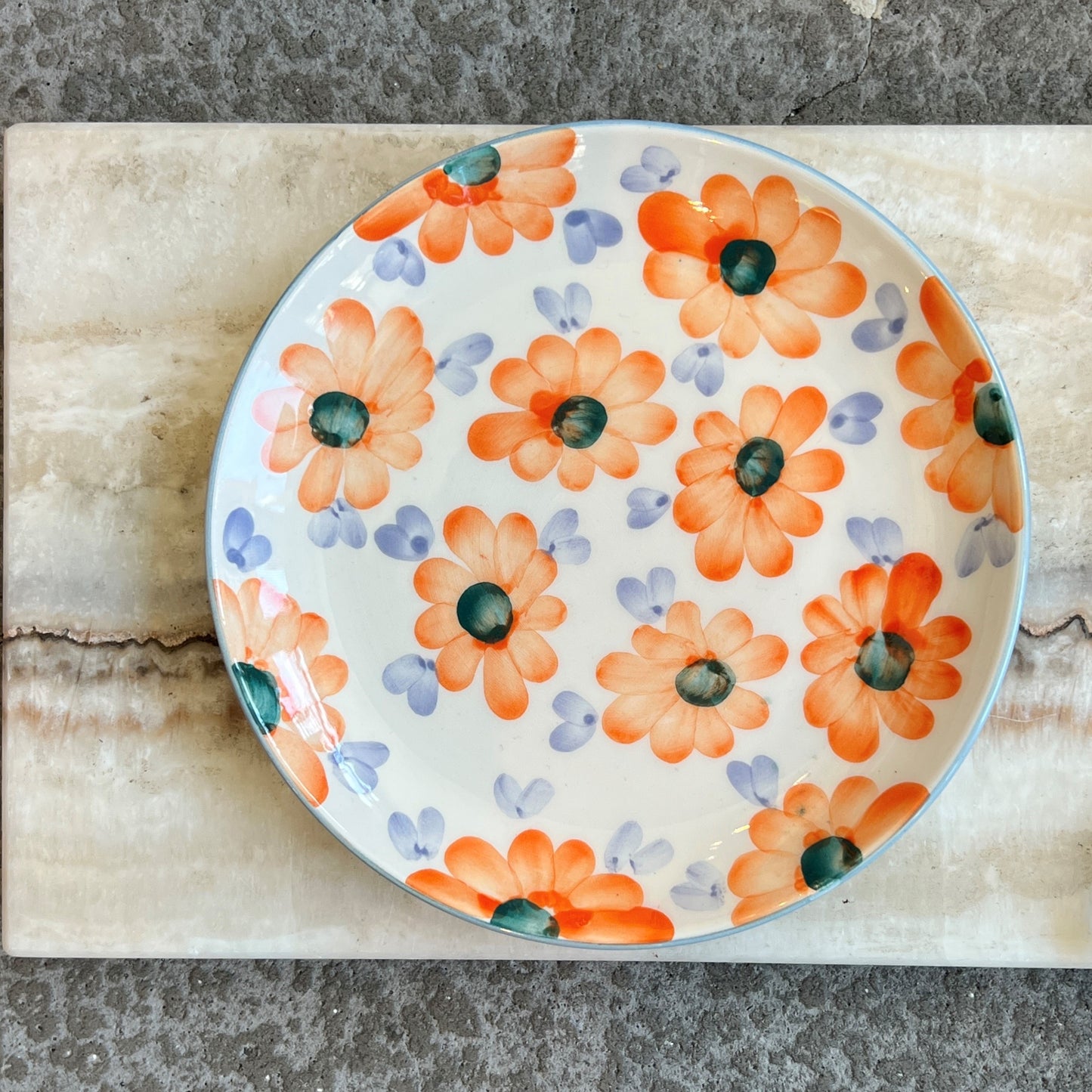 Orange Flower Dessert Plate