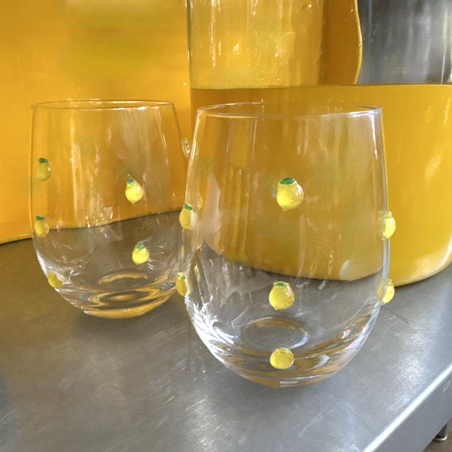 Lemon Stemless Wine Glass