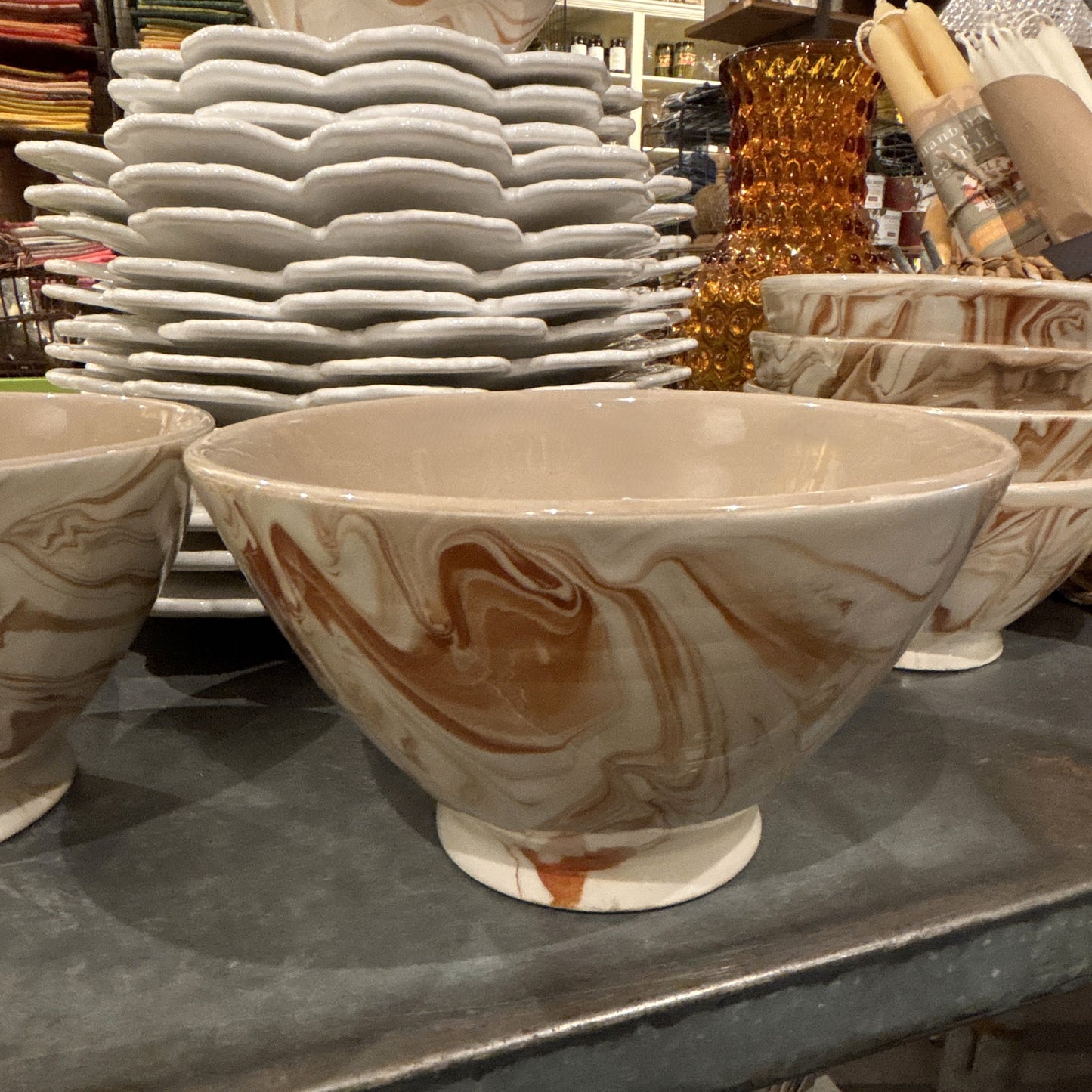 Marbled Orange Ceramic Bowl