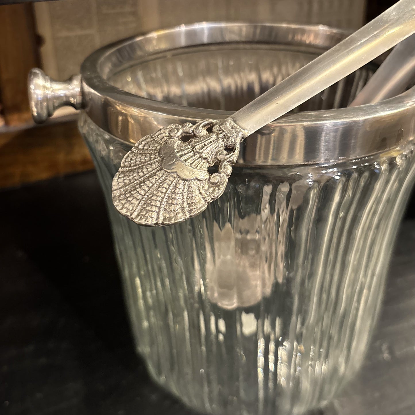 Scalloped Glass Ice Bucket