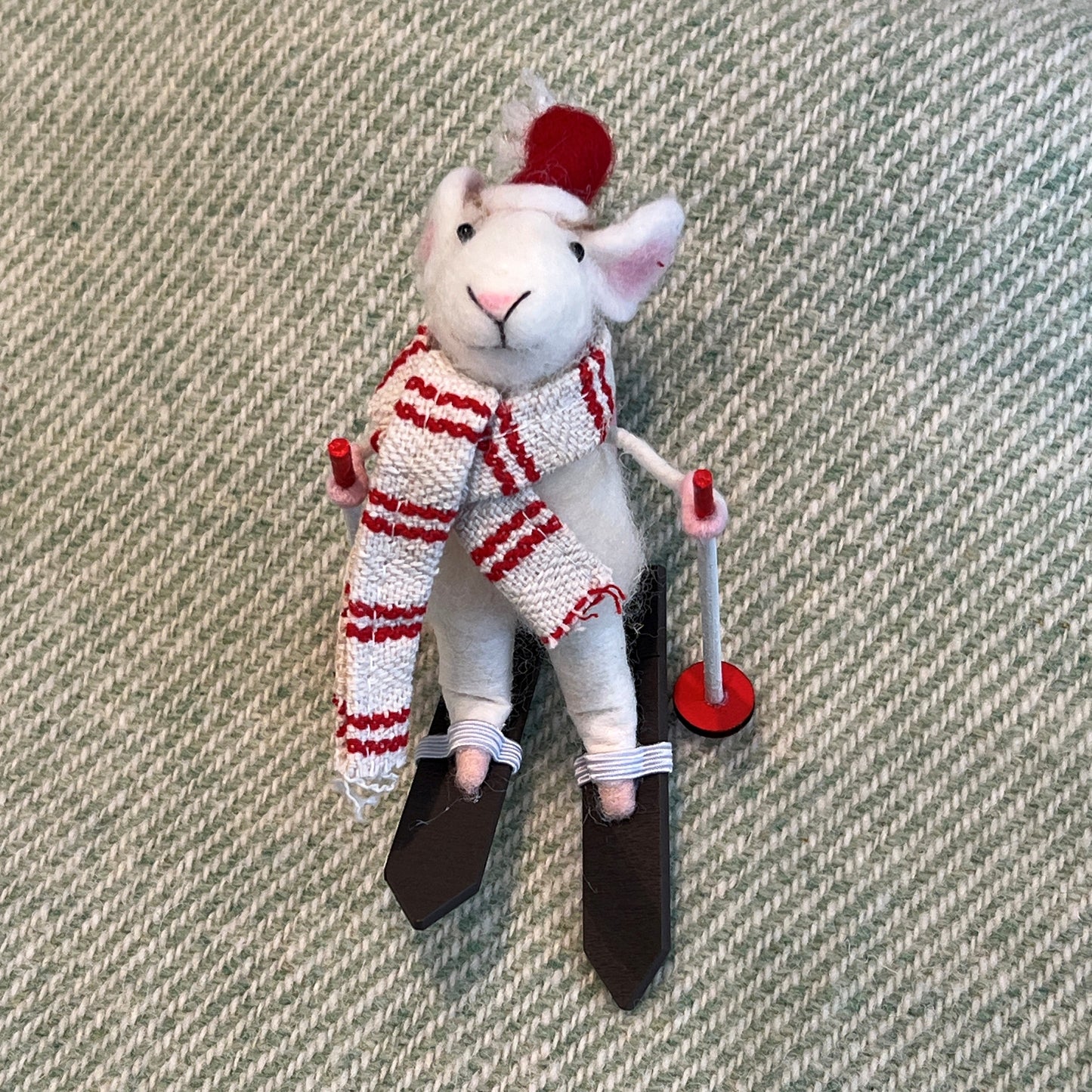 Skiing Mouse with Scarf Ornament