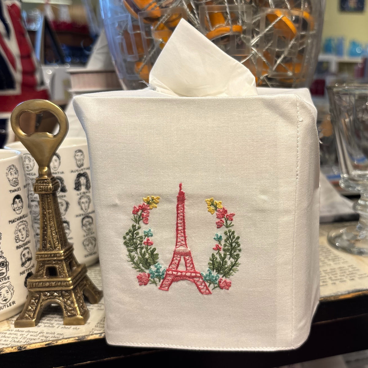 Eiffel Tower with Flowers Tissue Box Cover